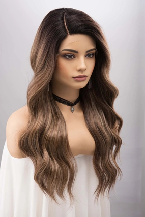 Brown Blonde Balayage Wavy Lace Front Synthetic Wig KYLAN