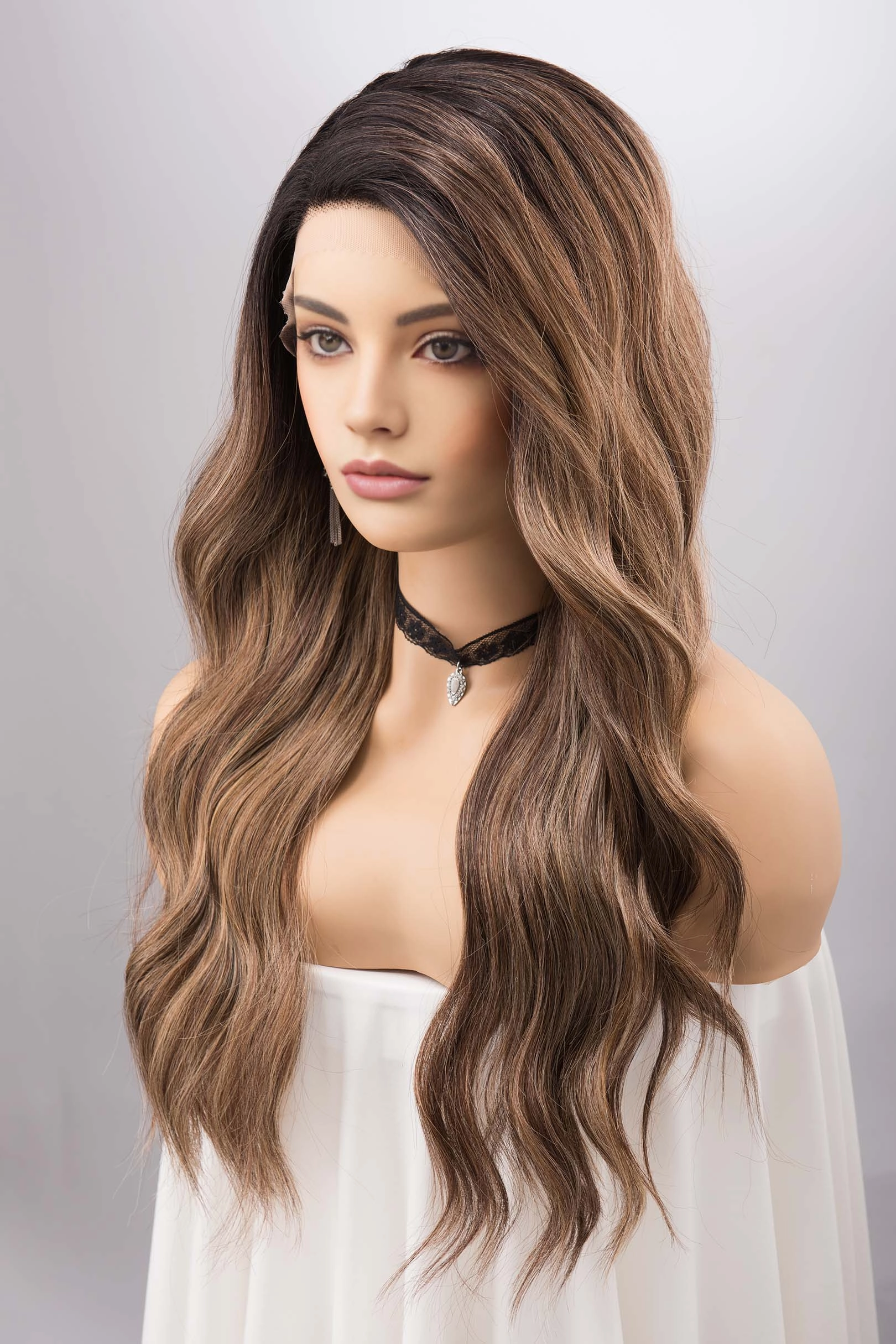 Brown Blonde Balayage Wavy Lace Front Synthetic Wig KYLAN