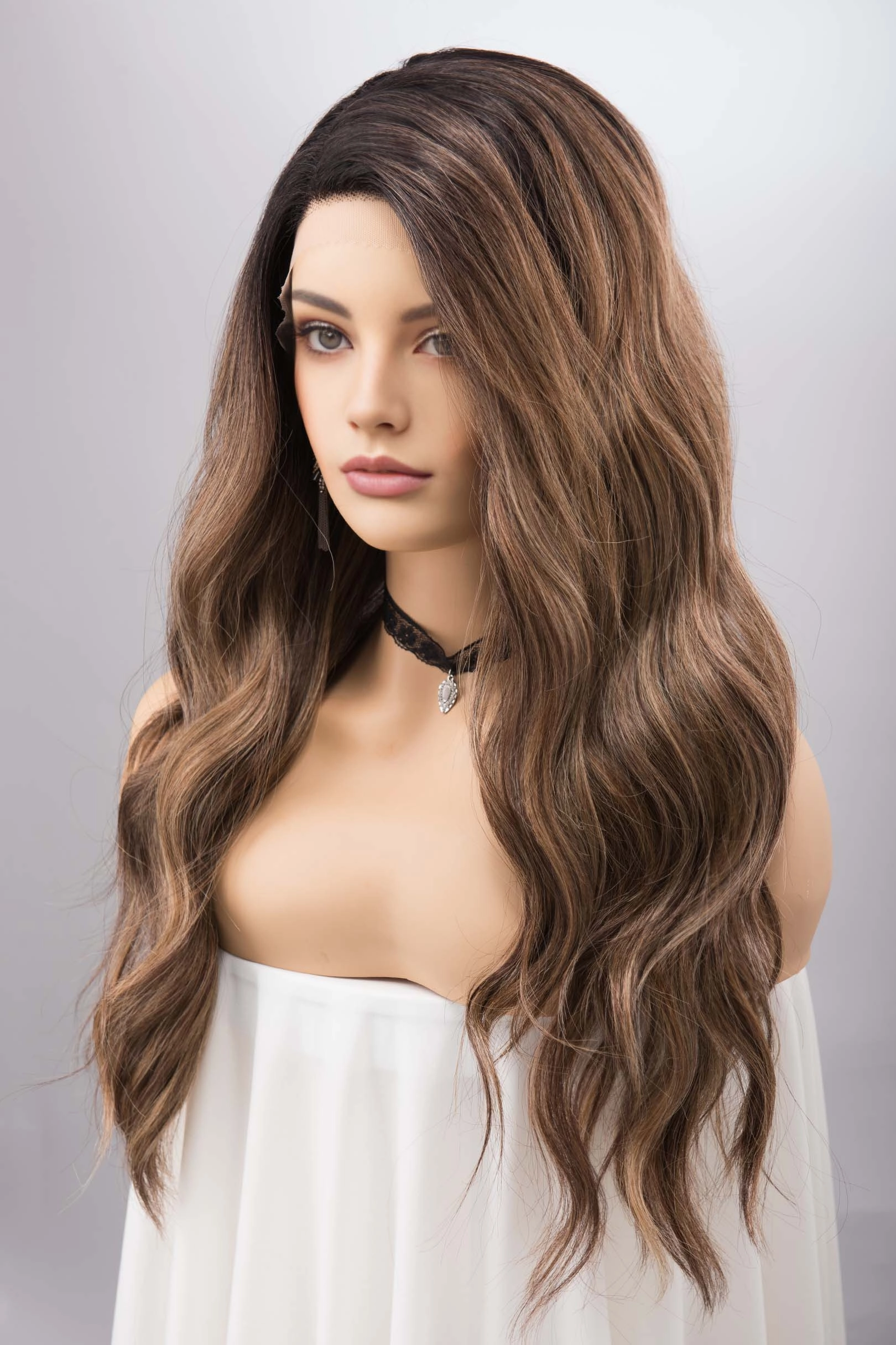 Brown Blonde Balayage Wavy Lace Front Synthetic Wig KYLAN