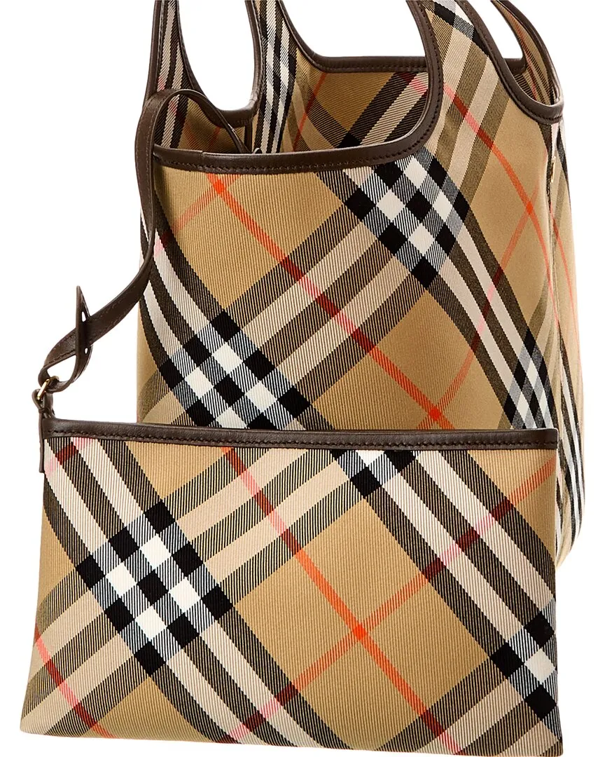 Burberry Check Small Canvas & Leather Tote