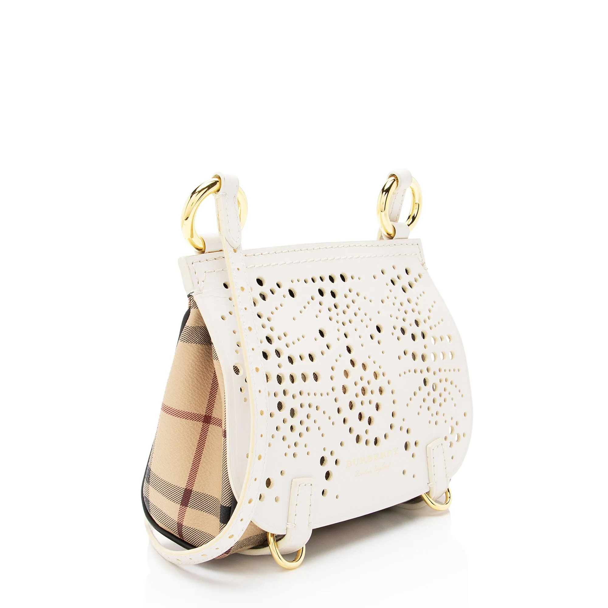 Burberry Haymarket Check Perforated Leather Baby Bridle Shoulder Bag