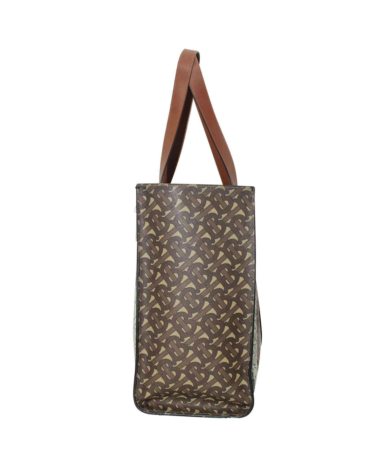Burberry Monogram Stripe E-canvas Tote Bag In Brown Canvas