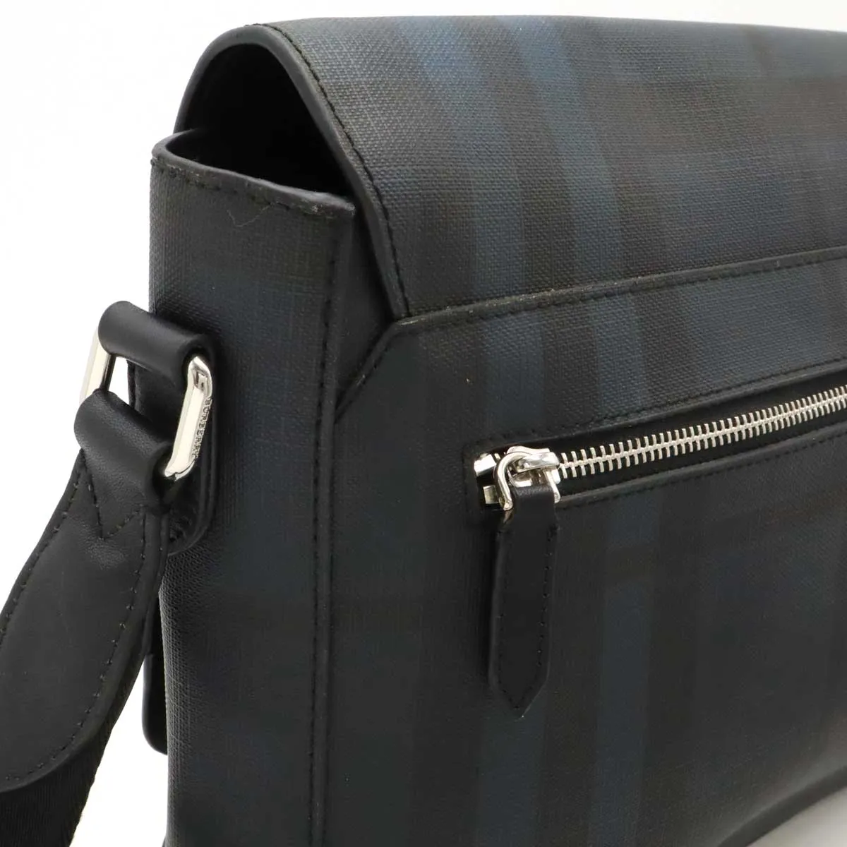 Burberry Smoked Check Messenger Bag PVC Leather