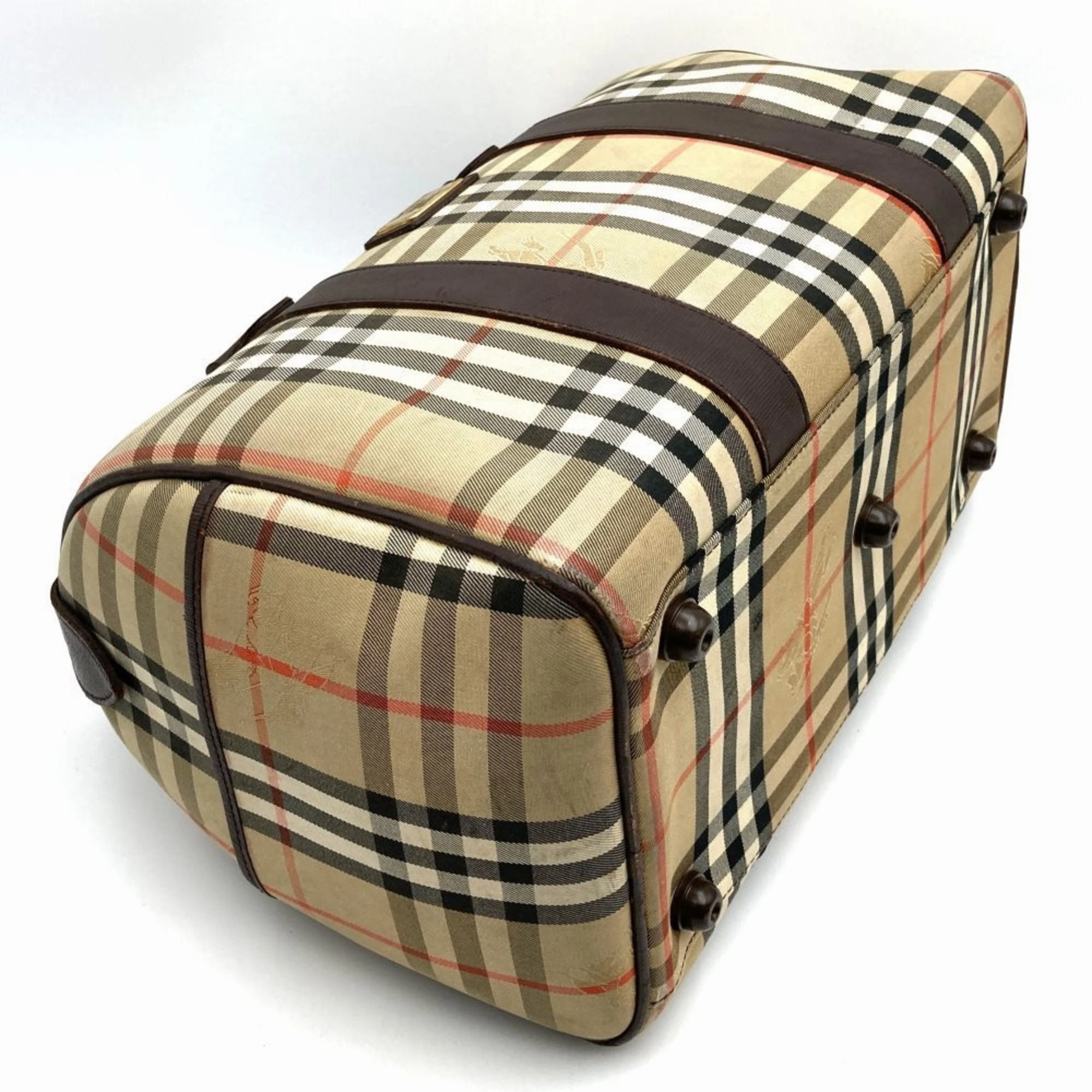 Burberry  Leather Boston Bag Handbag (Pre-Owned)