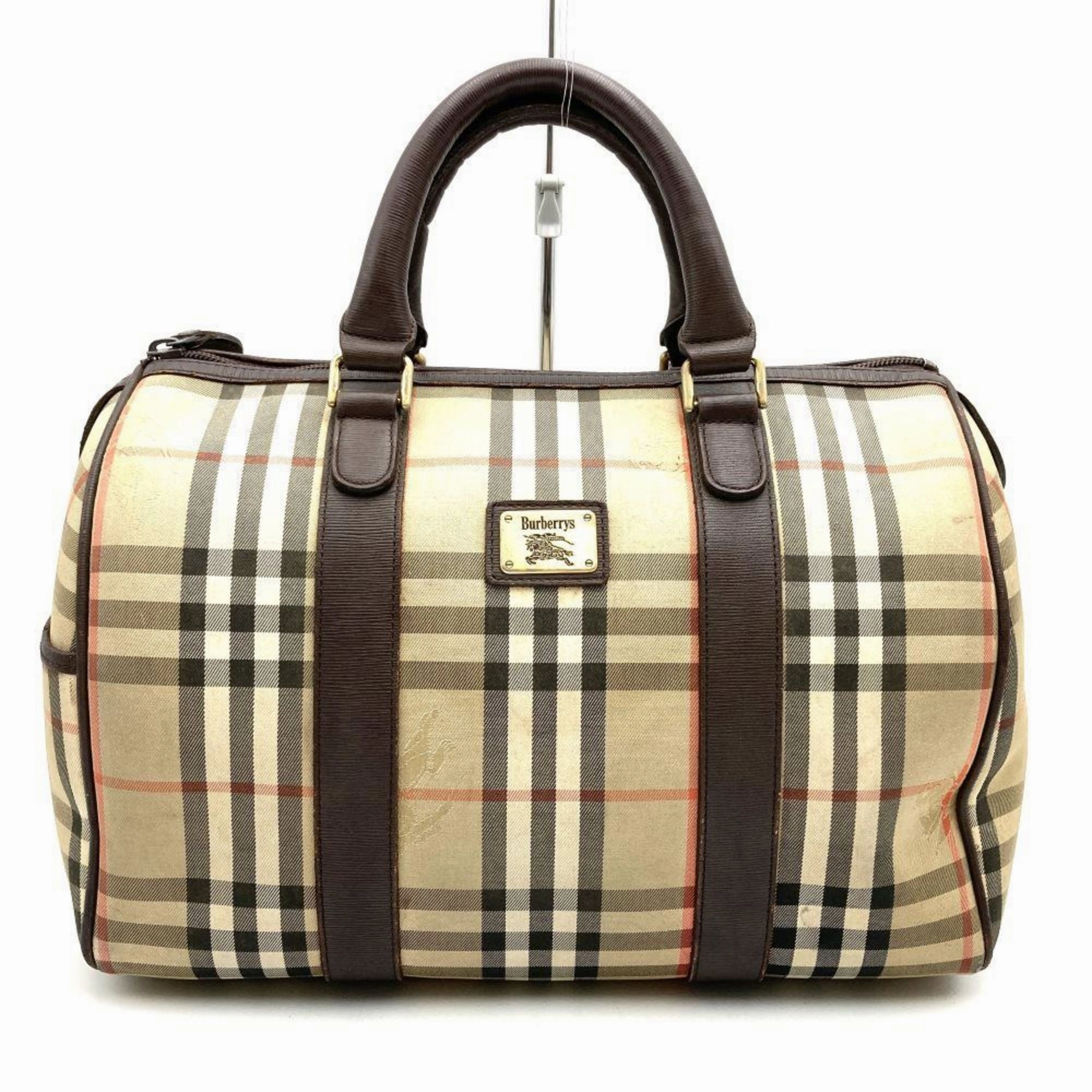 Burberry  Leather Boston Bag Handbag (Pre-Owned)