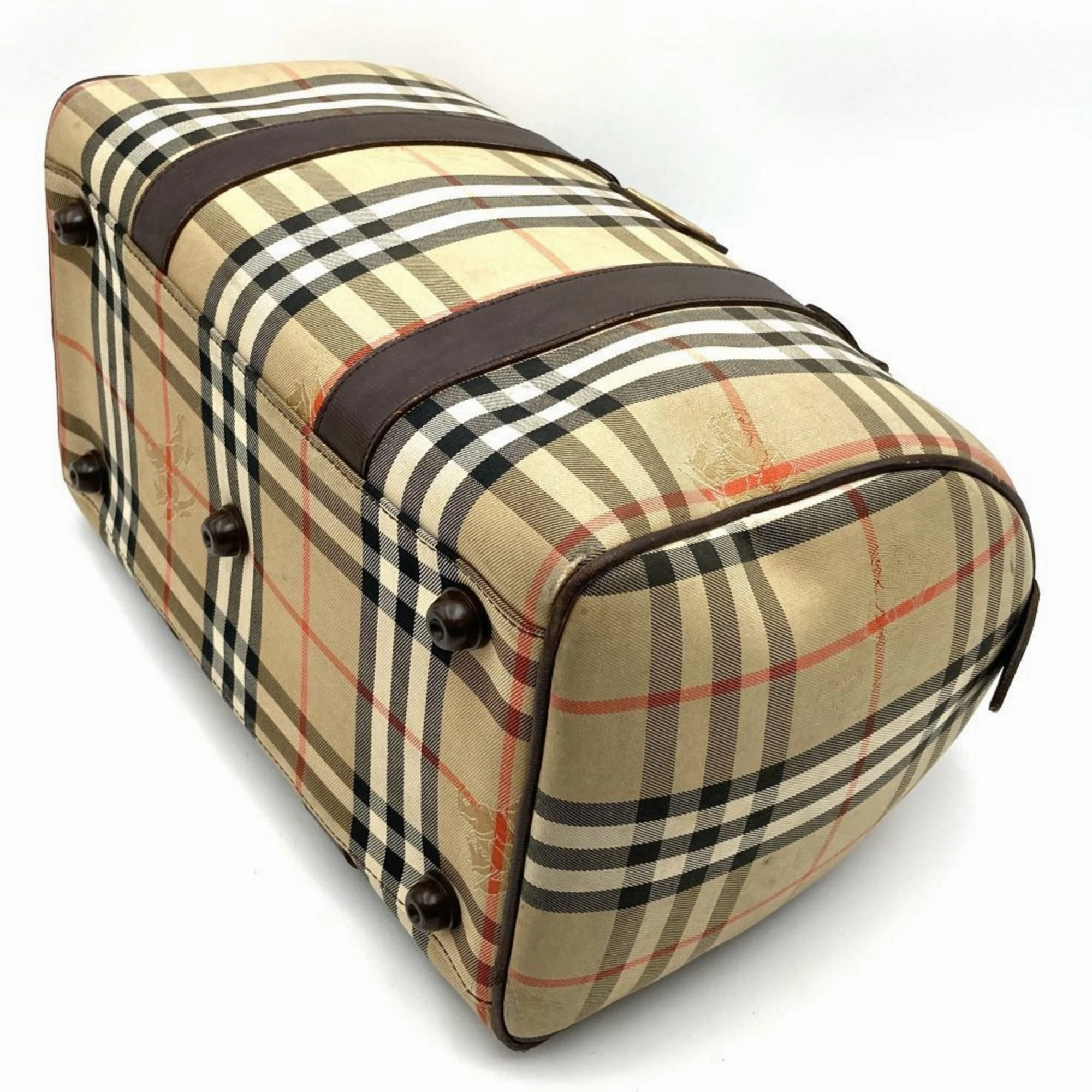 Burberry  Leather Boston Bag Handbag (Pre-Owned)