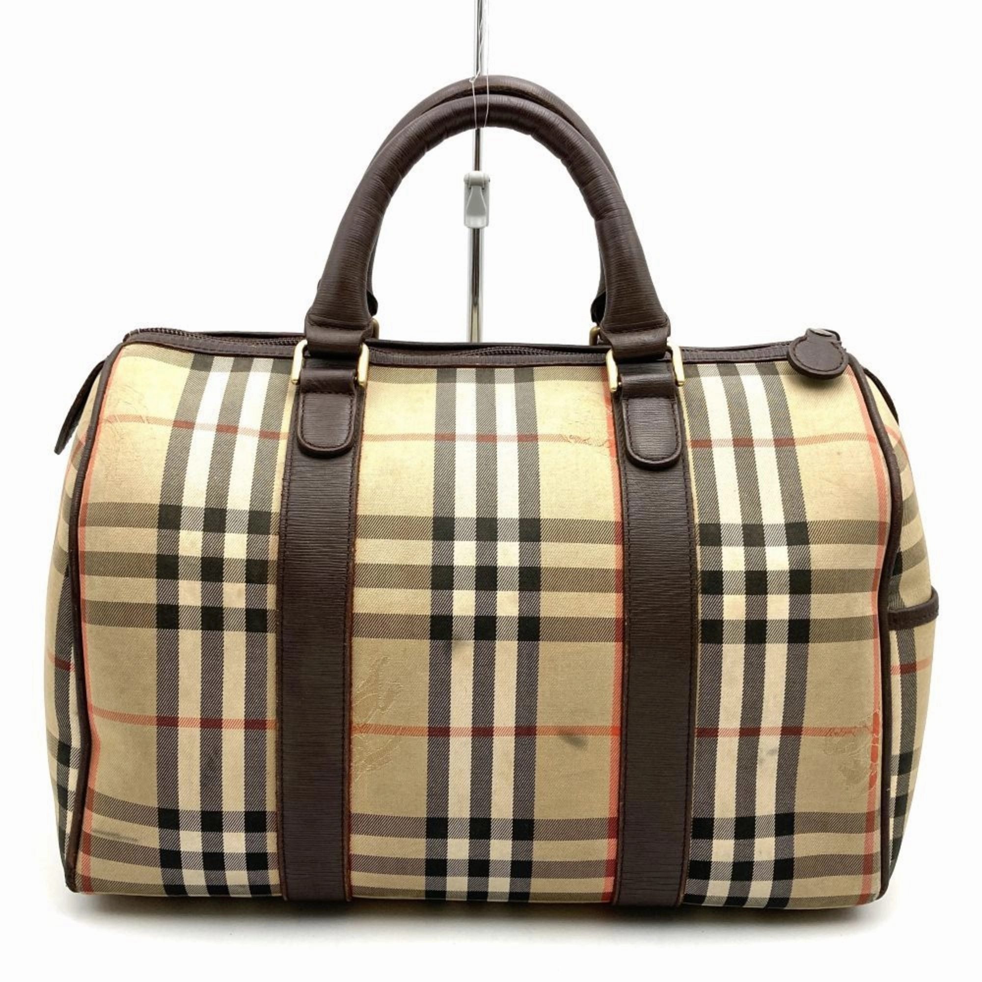 Burberry  Leather Boston Bag Handbag (Pre-Owned)