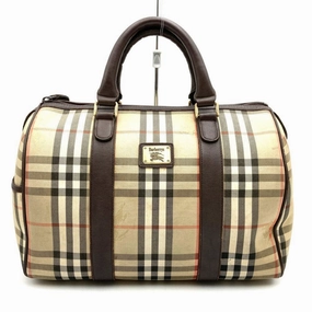 Burberry  Leather Boston Bag Handbag (Pre-Owned)