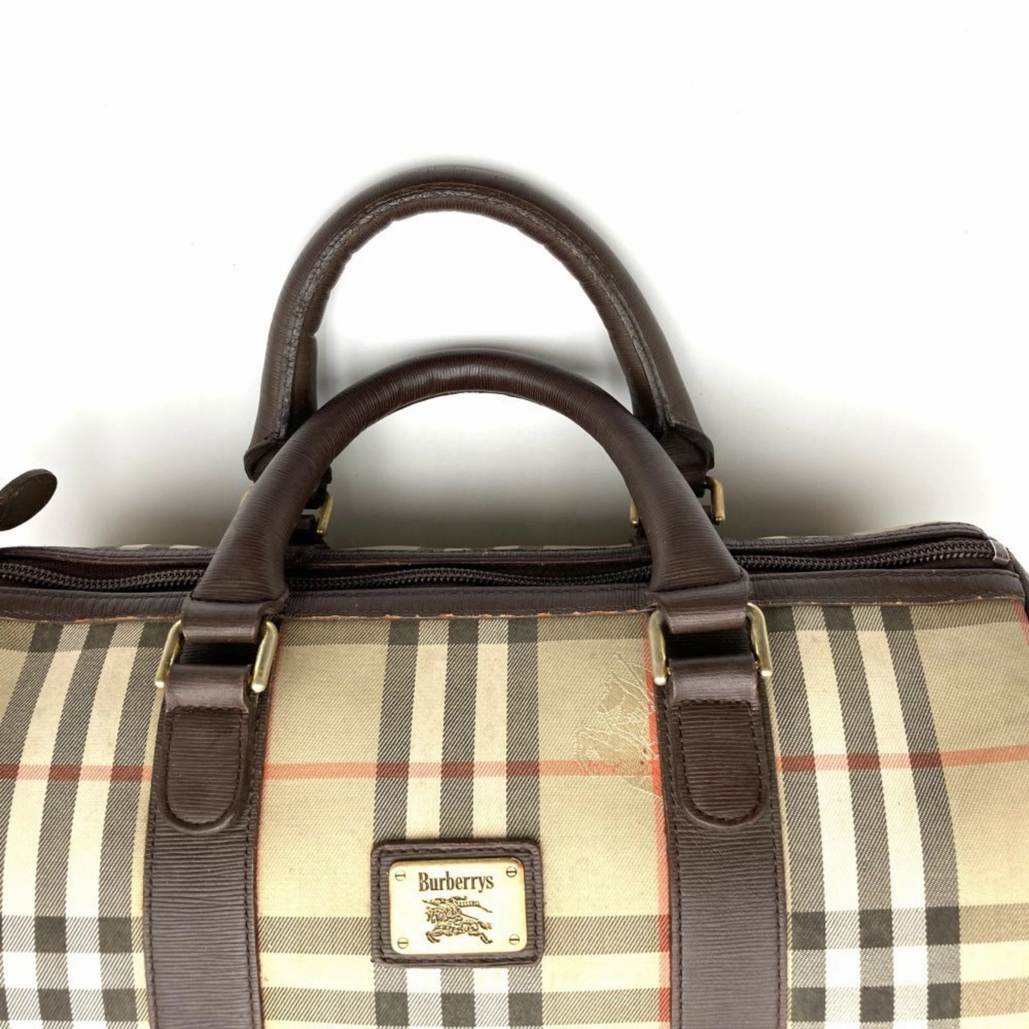 Burberry  Leather Boston Bag Handbag (Pre-Owned)