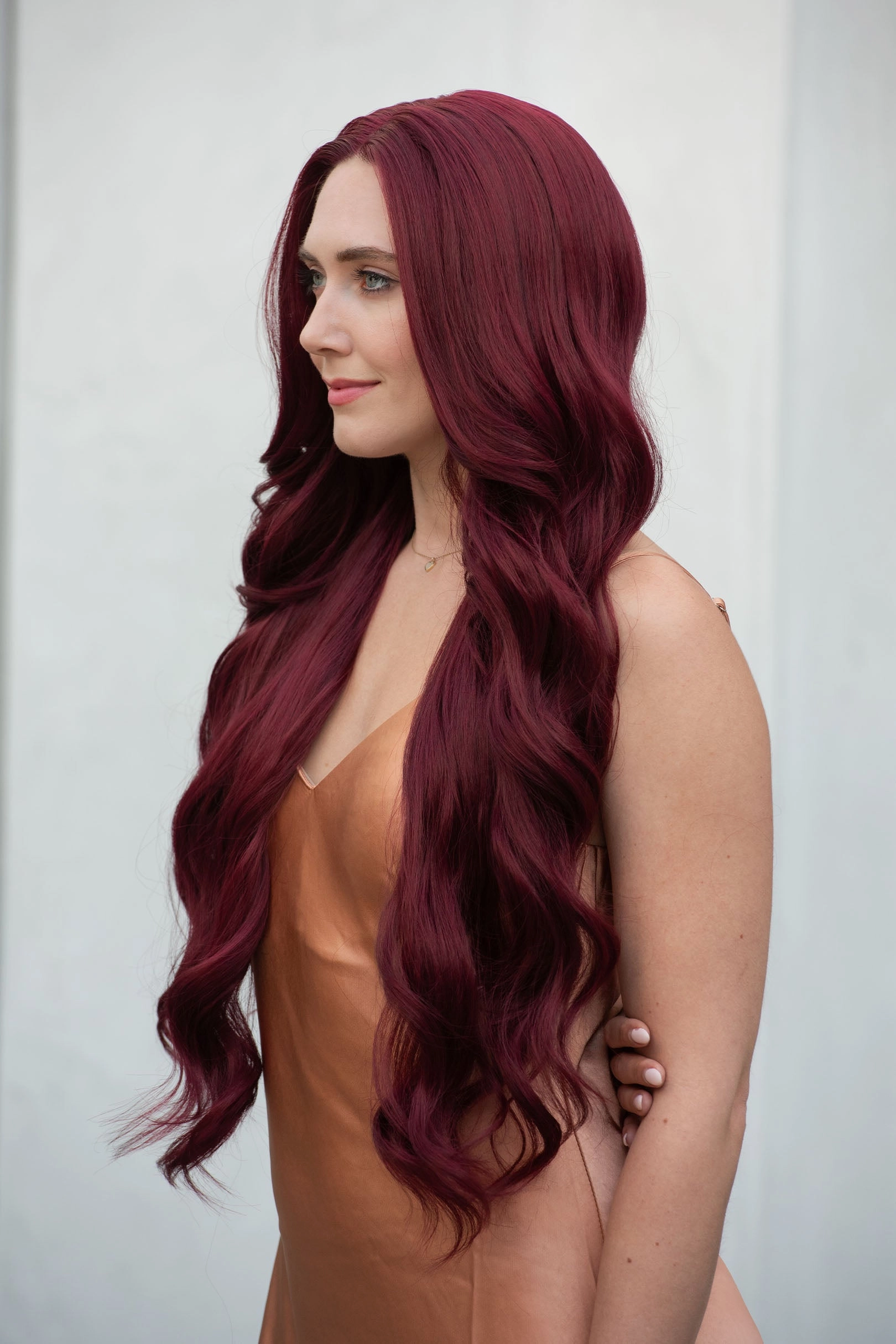 Burgundy Red Wavy Lace Front Synthetic Wig Aries