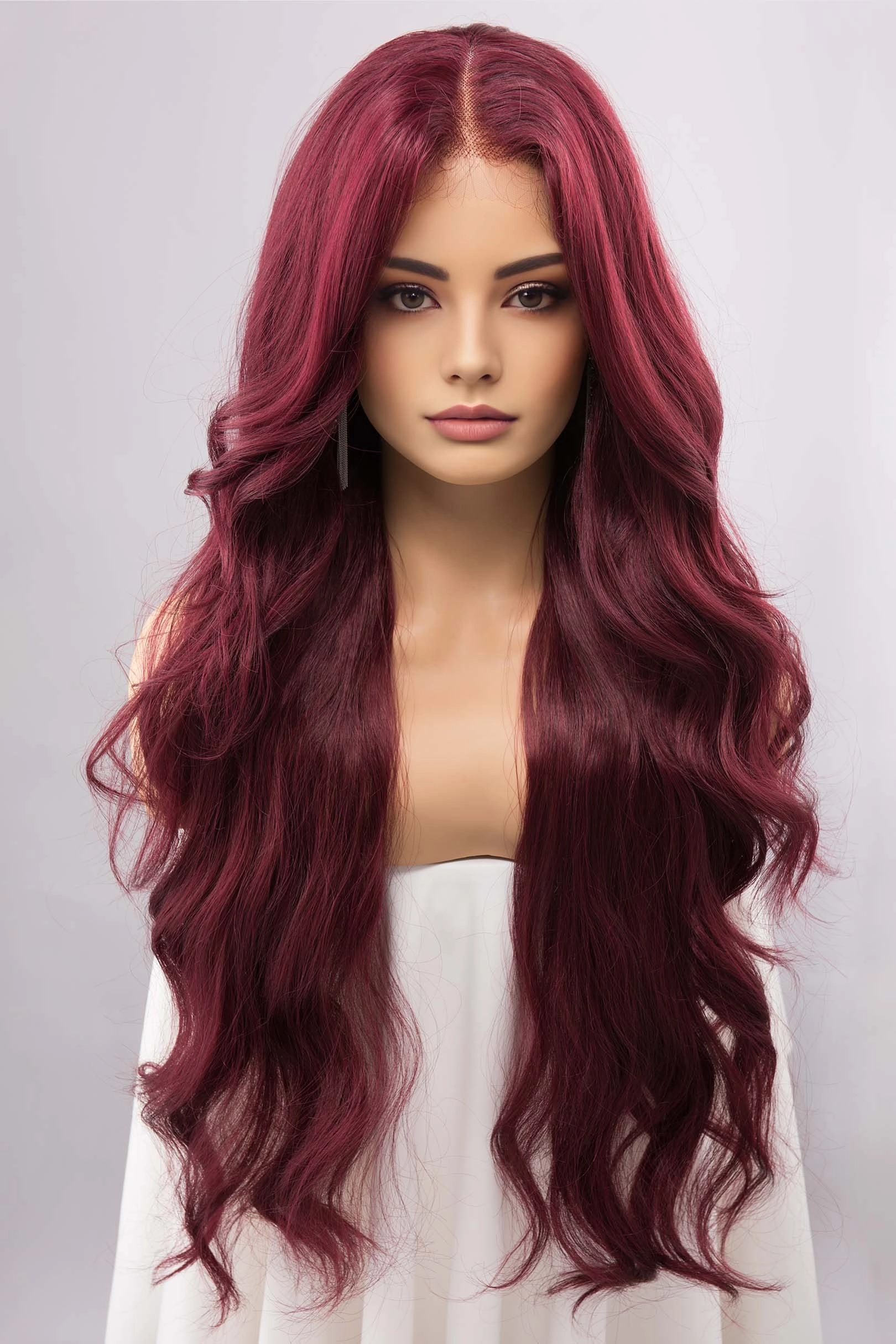 Burgundy Red Wavy Lace Front Synthetic Wig Aries Melisandre Look