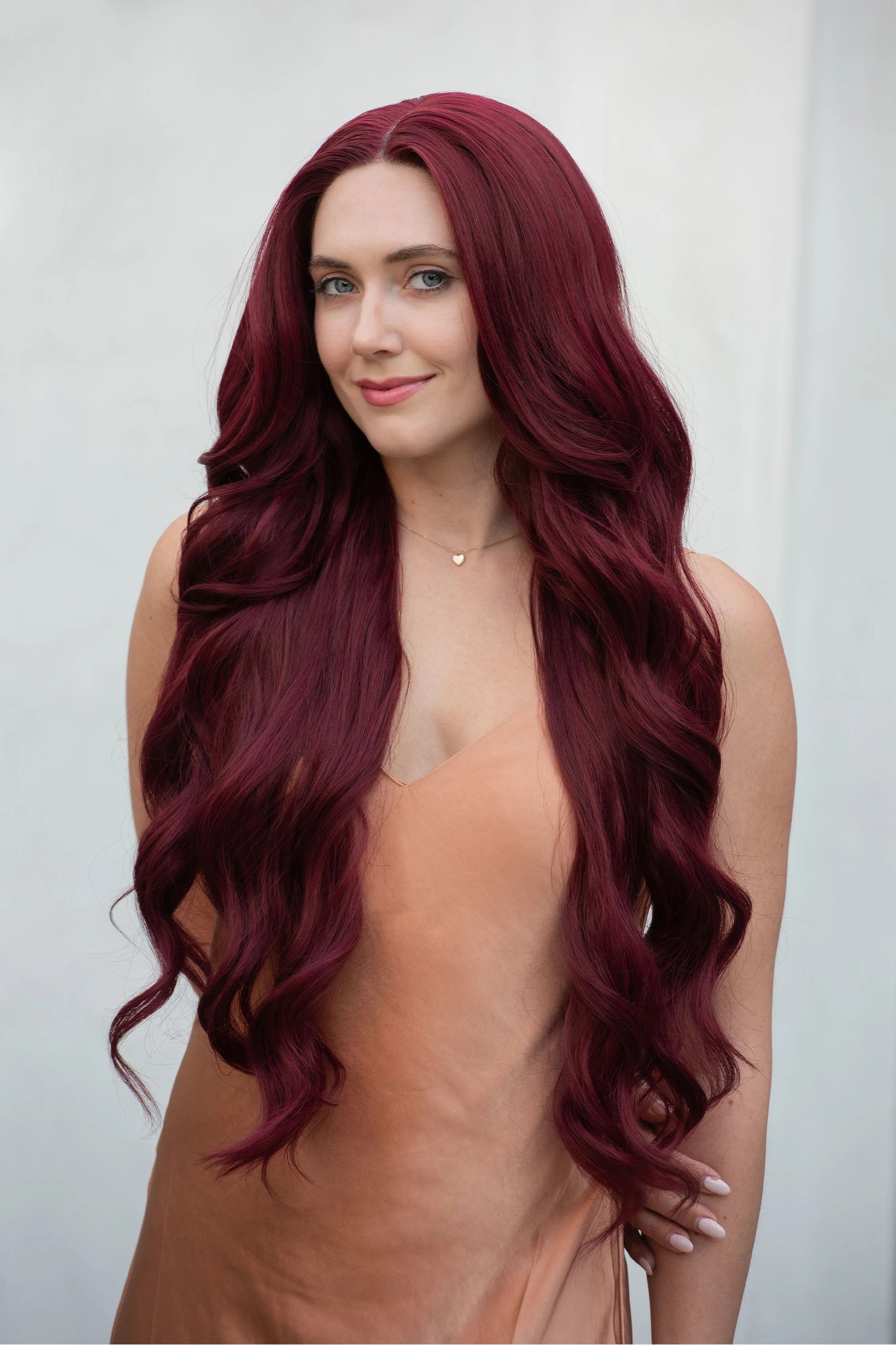 Burgundy Red Wavy Lace Front Synthetic Wig Aries Melisandre Look