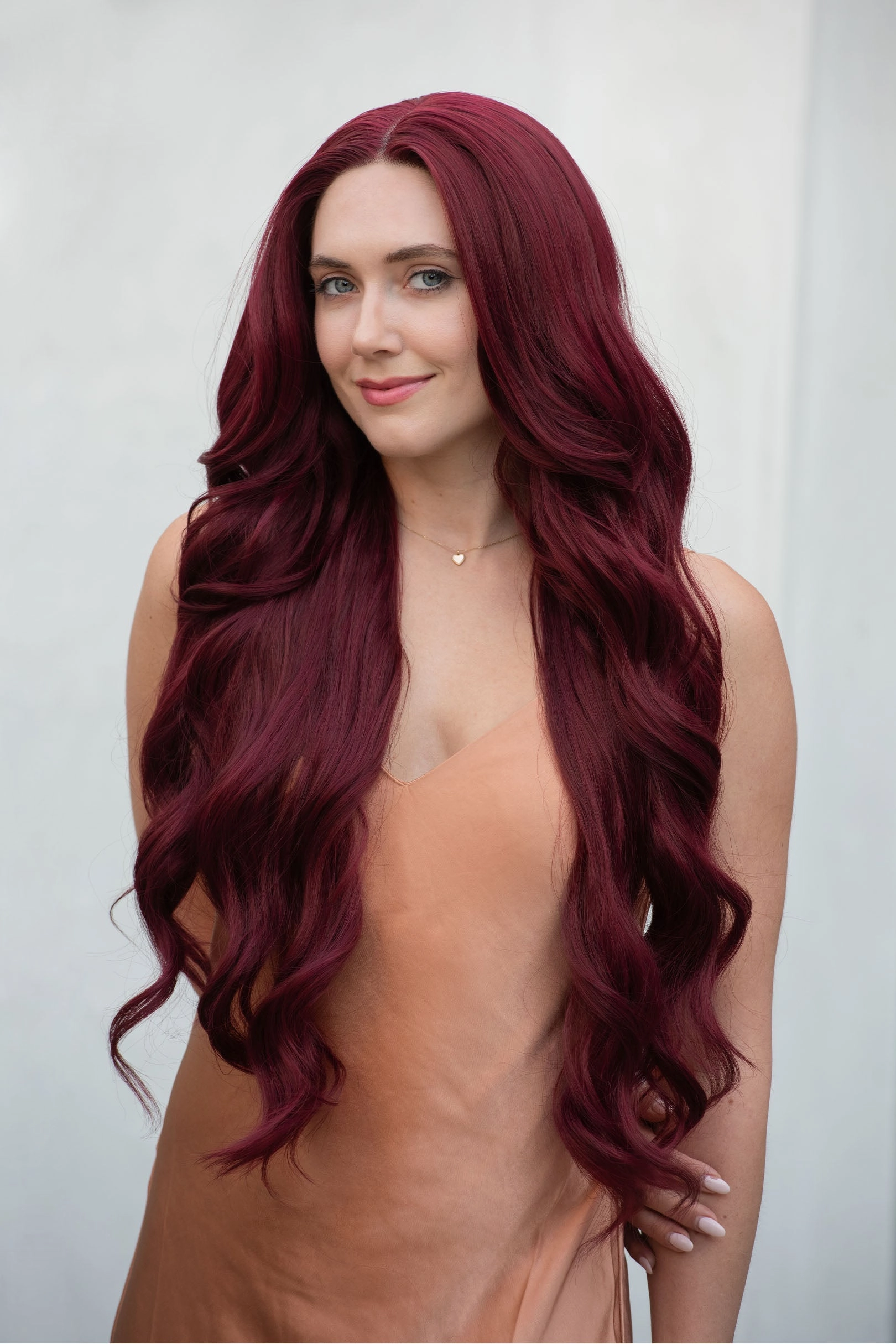 Burgundy Red Wavy Lace Front Synthetic Wig Aries