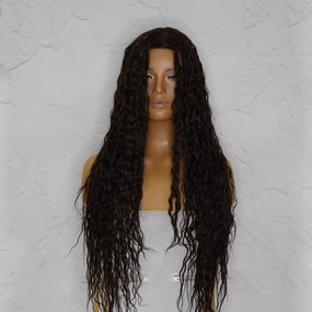CAMILLA Wet Look Dark Brown Lace Front Wig