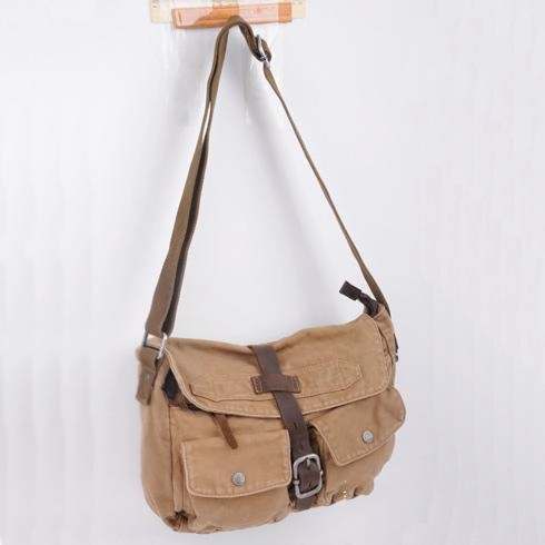 Canvas Black Mens 10 inches Postman Bag Canvas Messenger Bags Khaki Courier Bag For Men