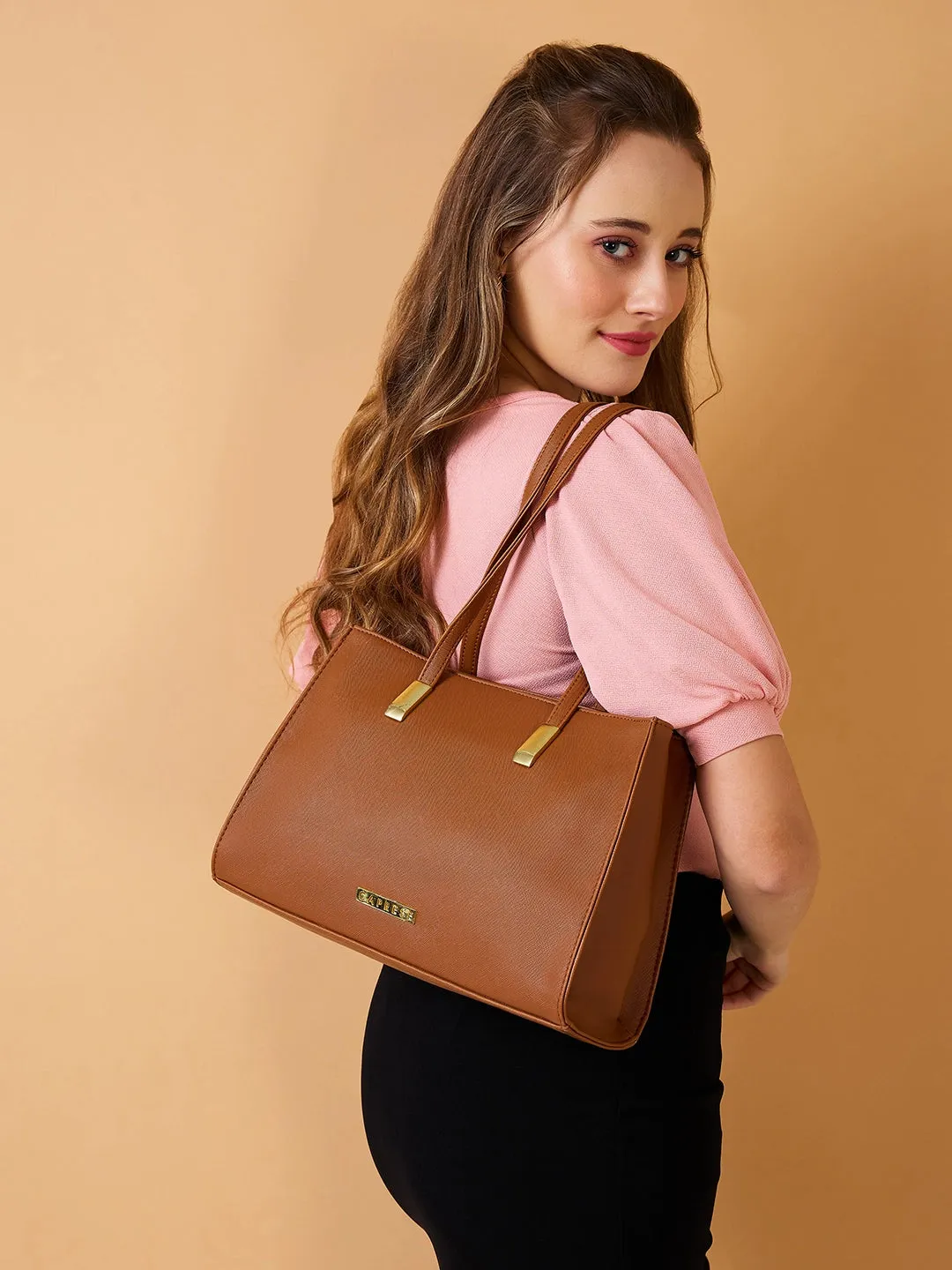 Caprese Afra Medium Tan Tote Bag