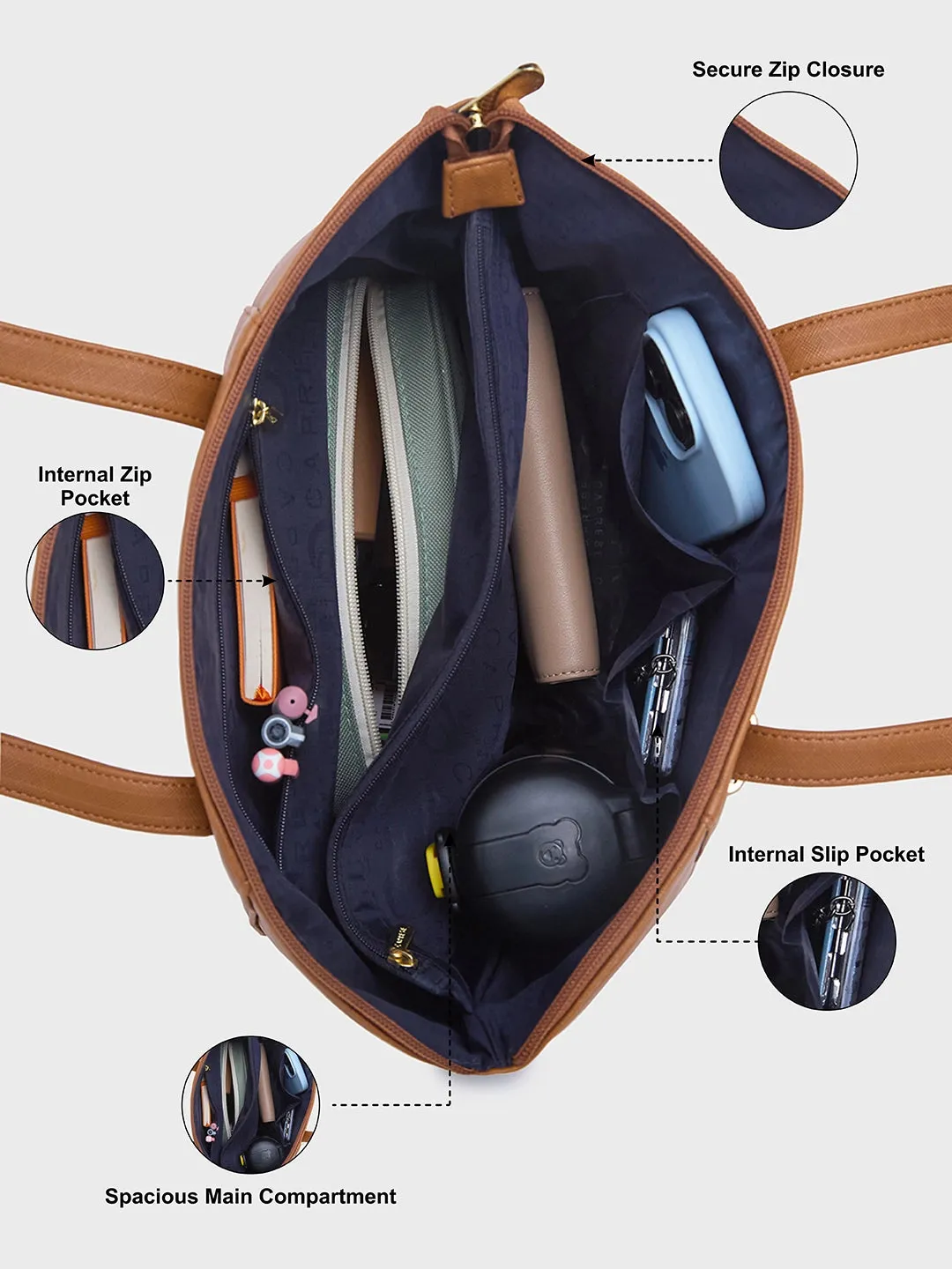 Caprese Afra Medium Tan Tote Bag
