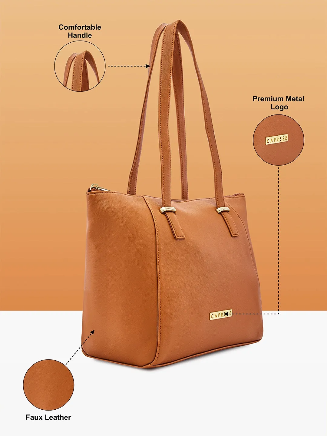 Caprese Afra Medium Tan Tote Bag