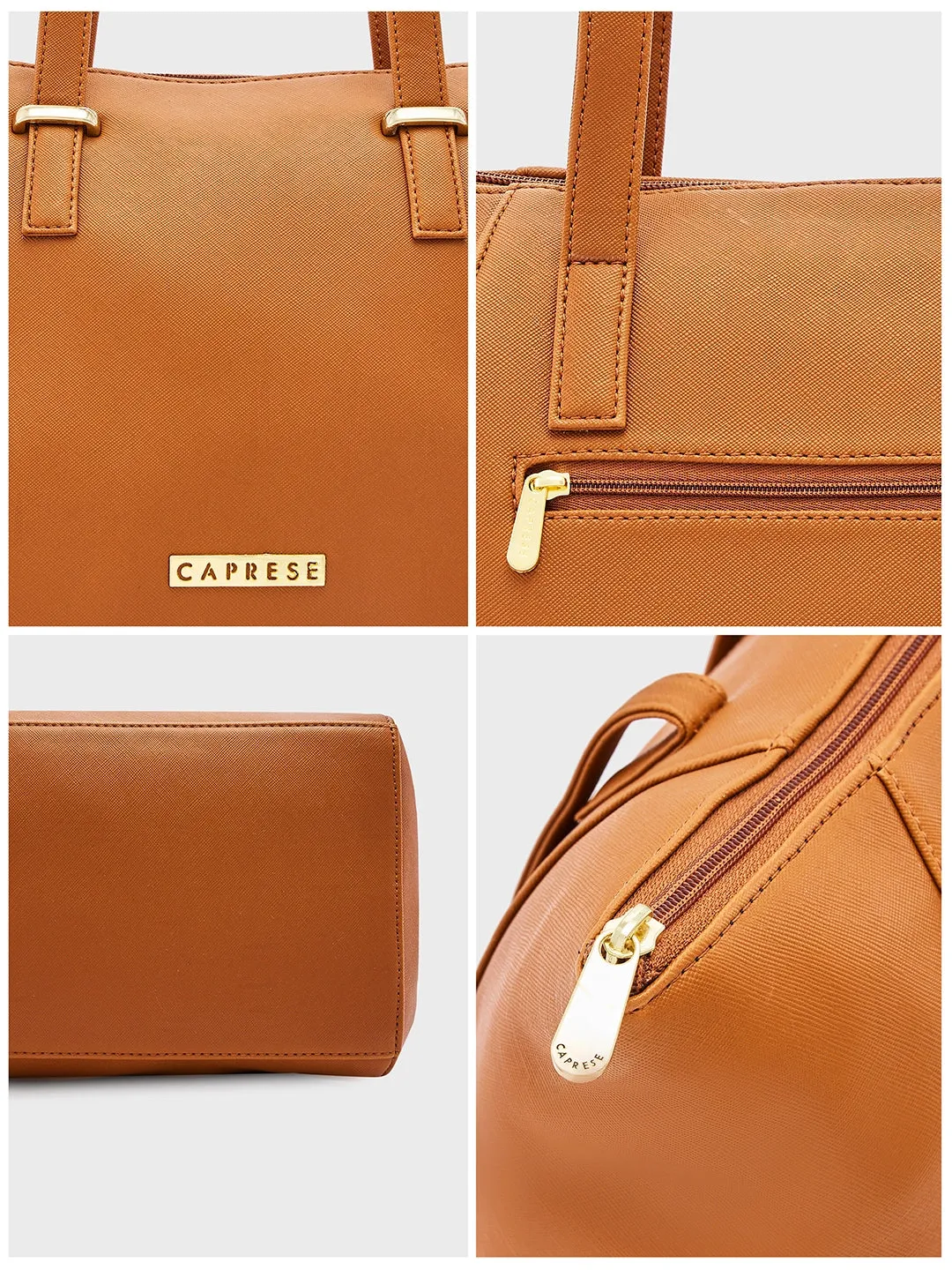 Caprese Afra Medium Tan Tote Bag