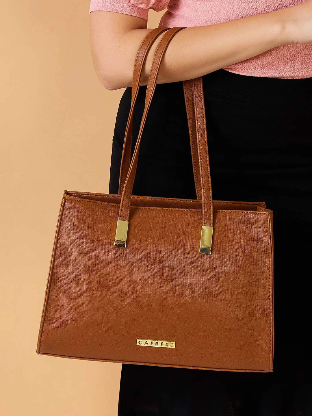 Caprese Afra Medium Tan Tote Bag