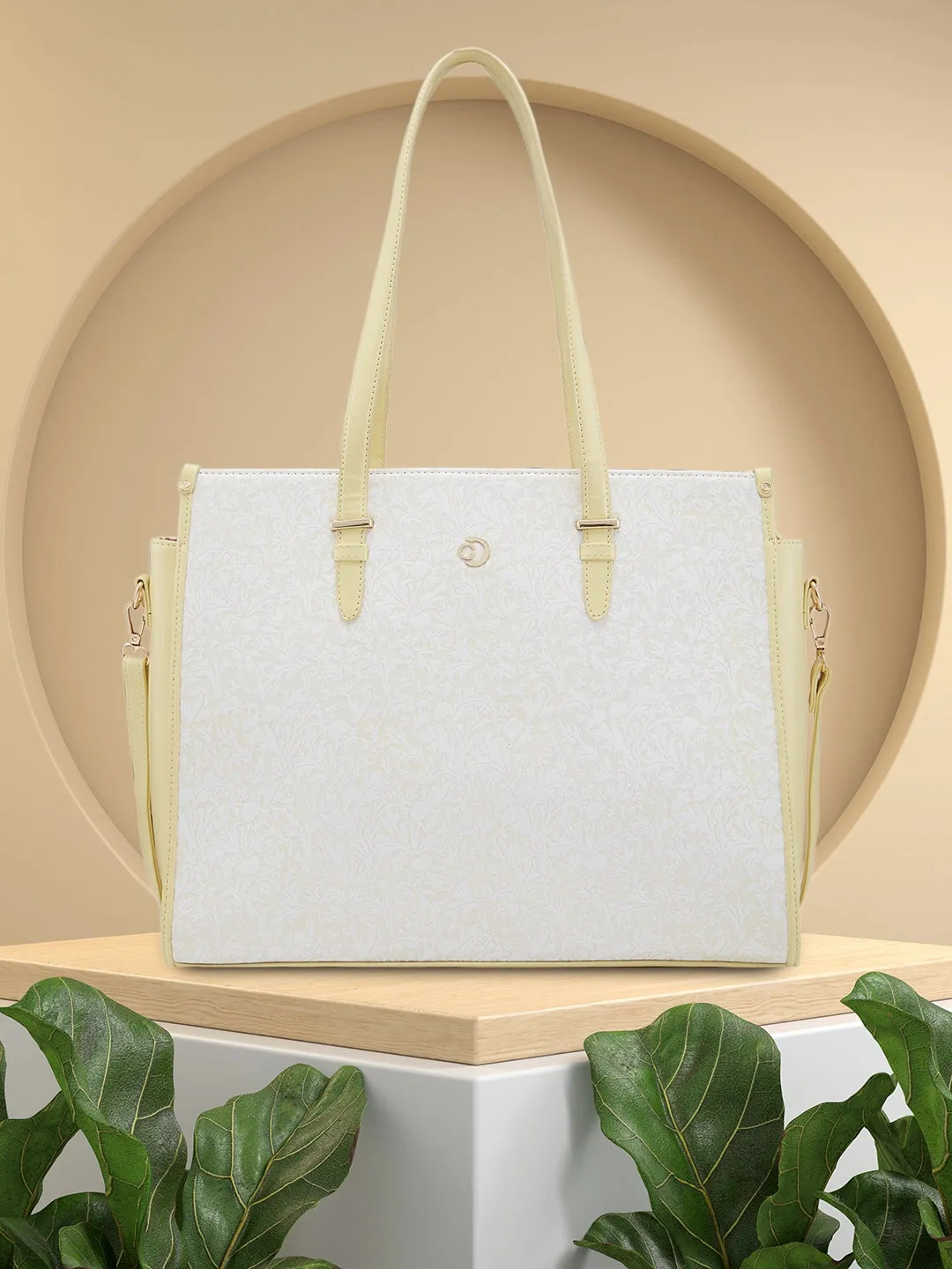 Caprese Aurora Large Yellow Tote Laptop Bag