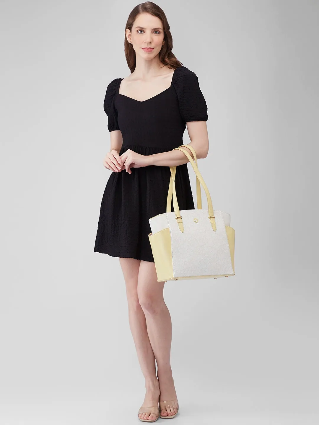 Caprese Aurora Large Yellow Tote Laptop Bag