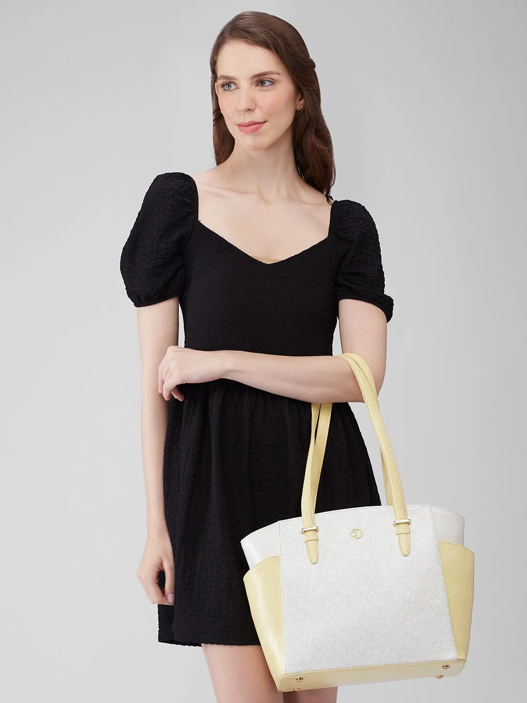 Caprese Aurora Large Yellow Tote Laptop Bag