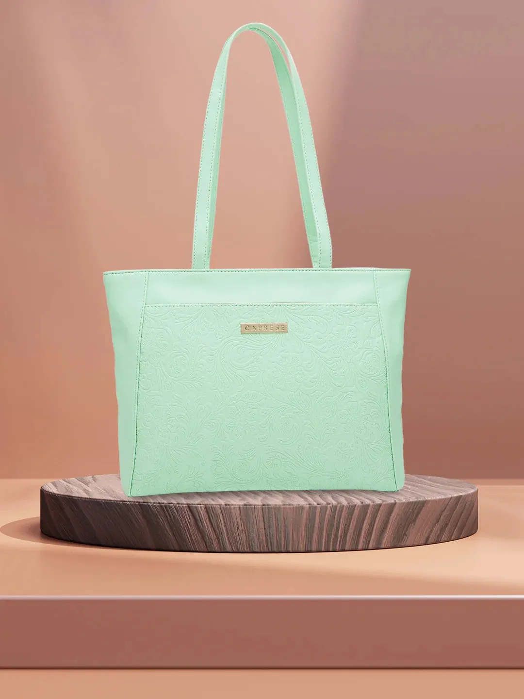 Caprese Avalon Small Green Ash Office Tote Bag