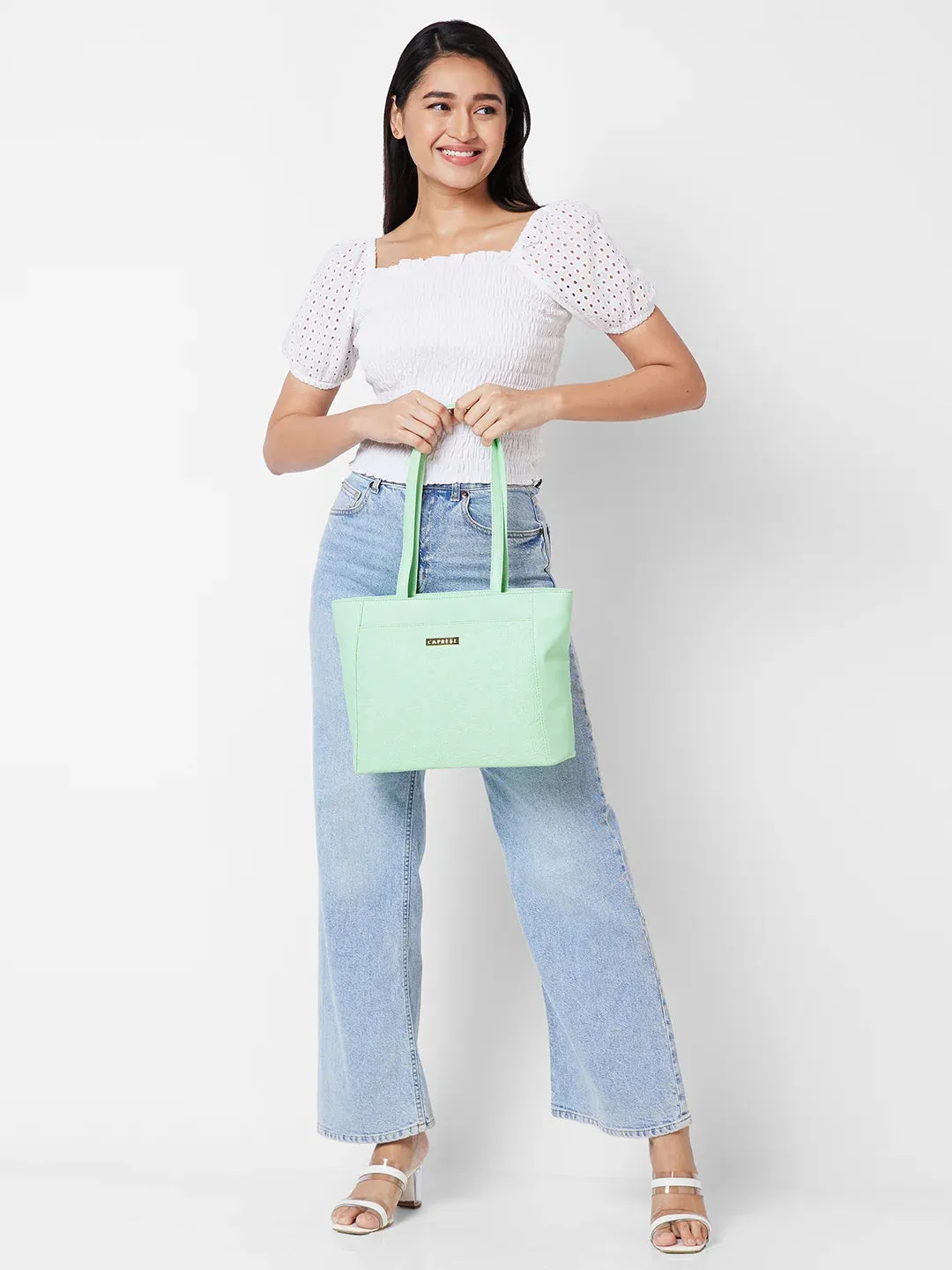 Caprese Avalon Small Green Ash Office Tote Bag