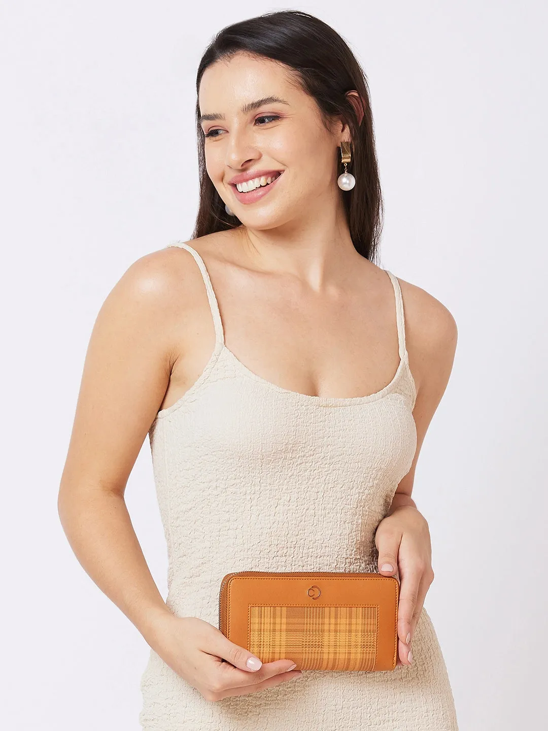 Caprese Avery Large Tan Zip Around Wallet