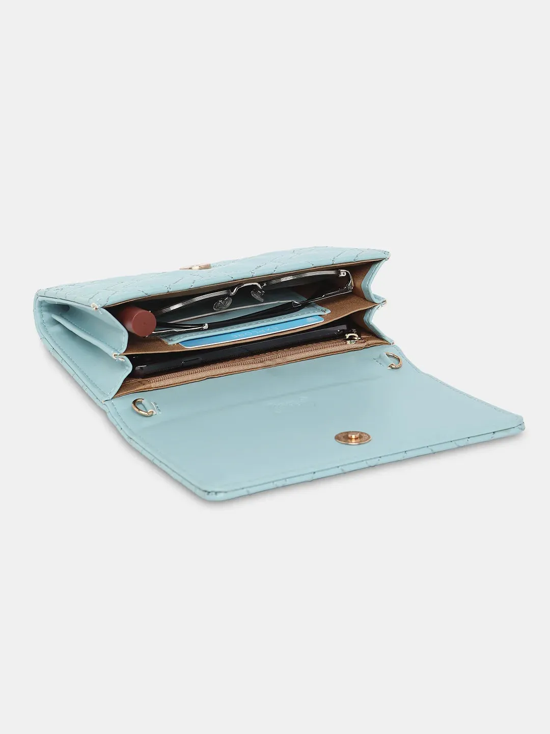Caprese Berdine Large Blue Flapover Wallet