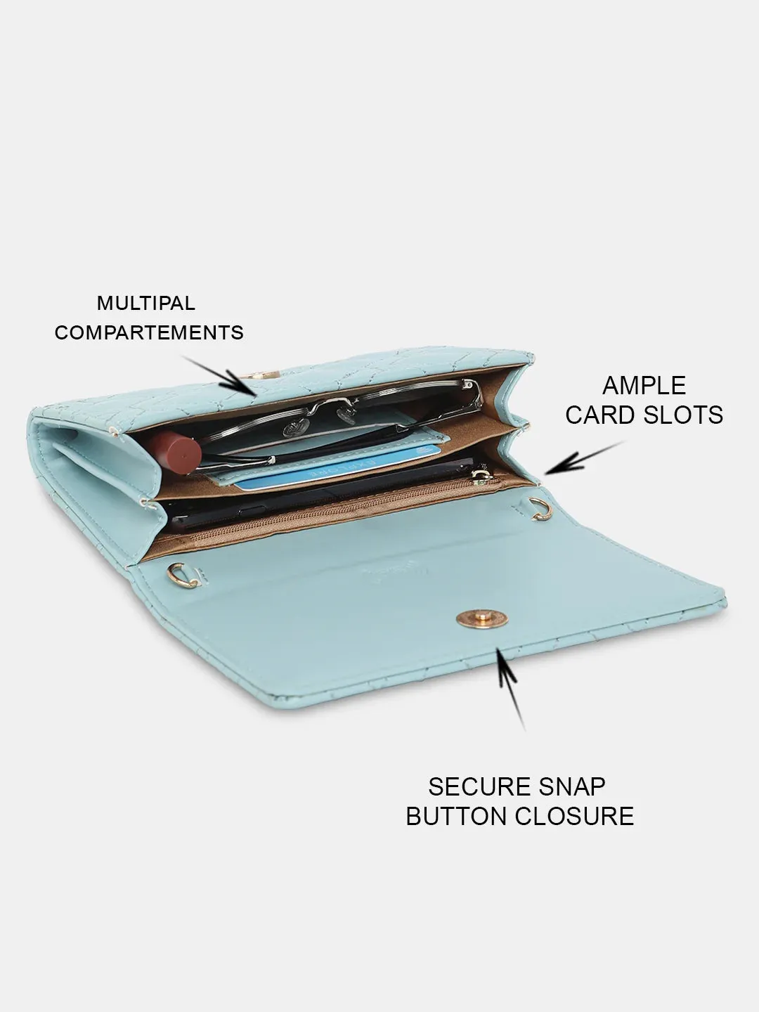 Caprese Berdine Large Blue Flapover Wallet