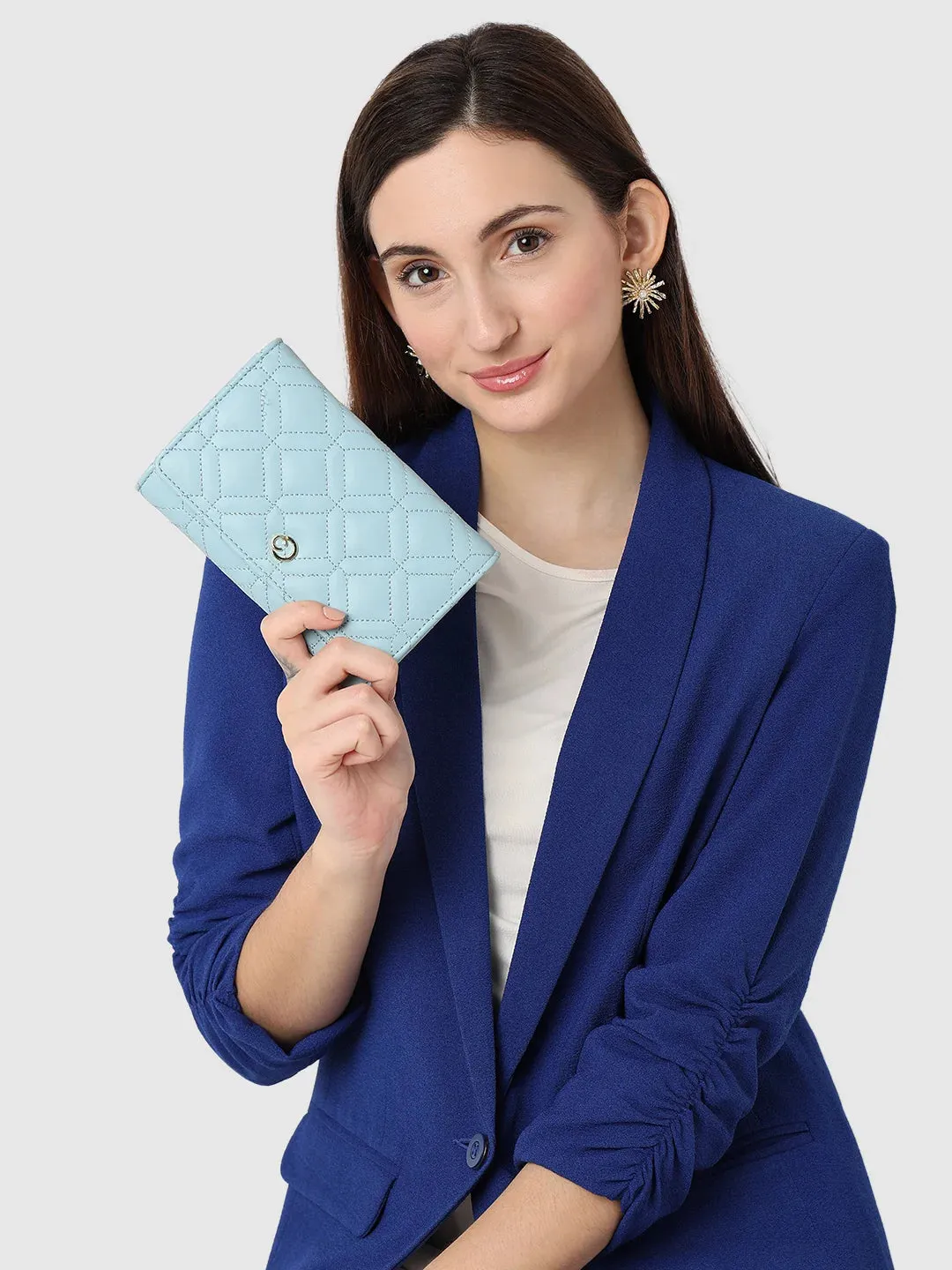 Caprese Berdine Large Blue Flapover Wallet