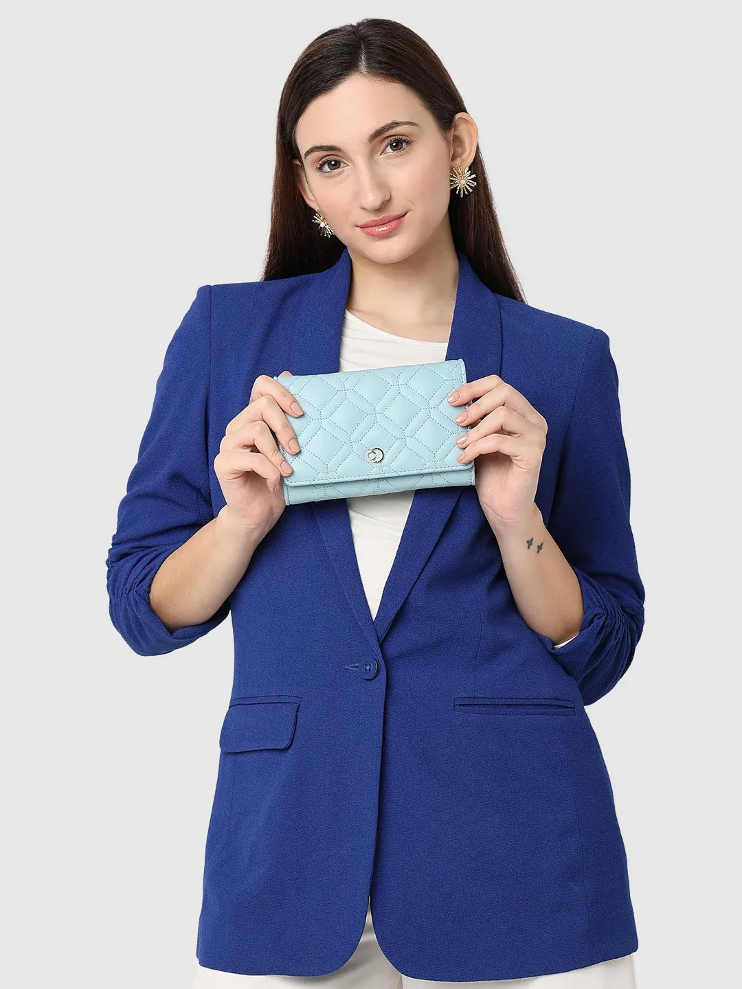Caprese Berdine Large Blue Flapover Wallet