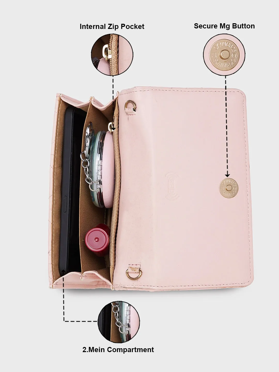 Caprese Berdine Large Blush Flapover Wallet