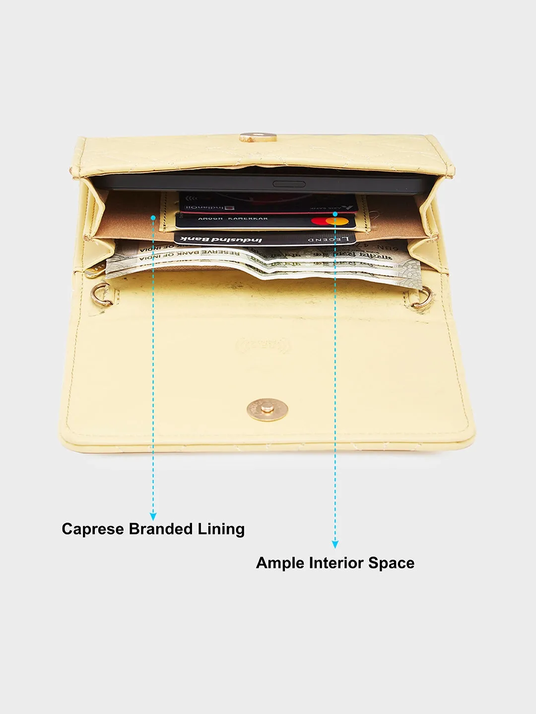 Caprese Berdine Large Light Yellow Flapover Wallet