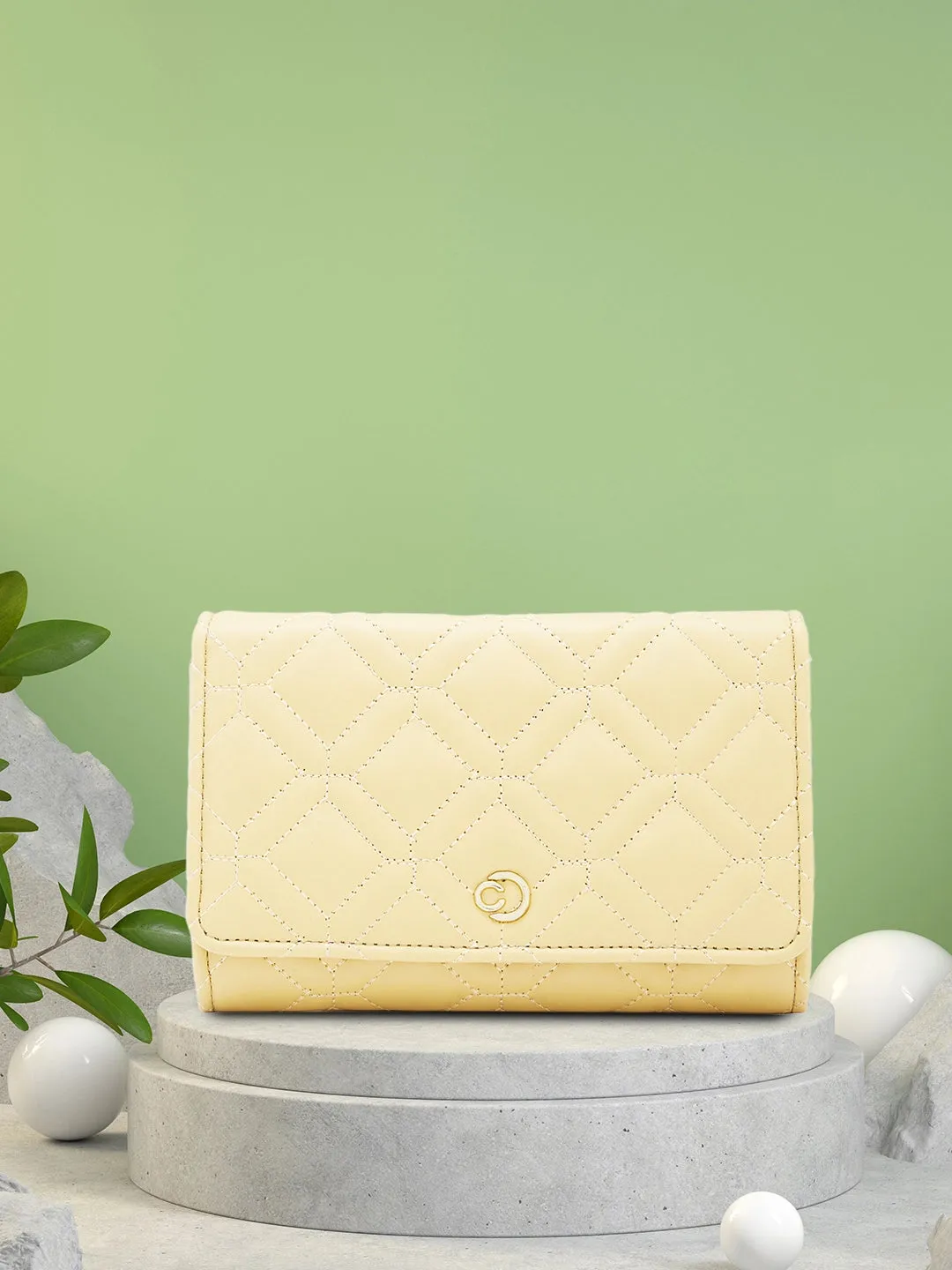 Caprese Berdine Large Light Yellow Flapover Wallet