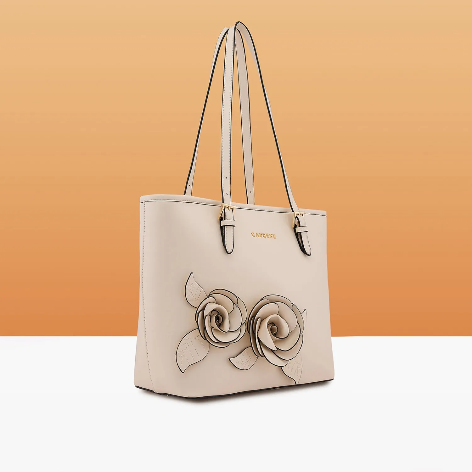 Caprese Bloom Medium Off White Tote Bag