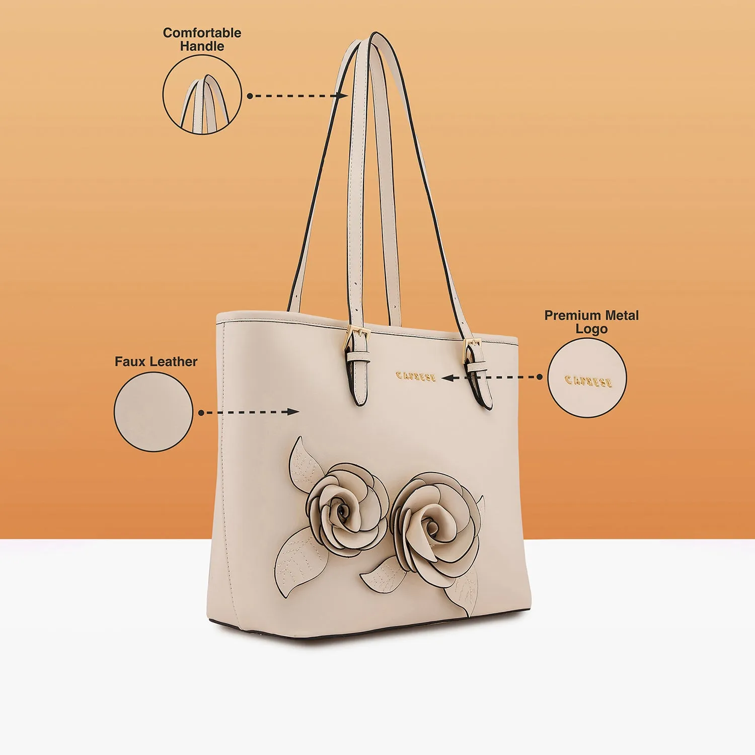 Caprese Bloom Medium Off White Tote Bag