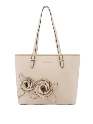 Caprese Bloom Medium Off White Tote Bag