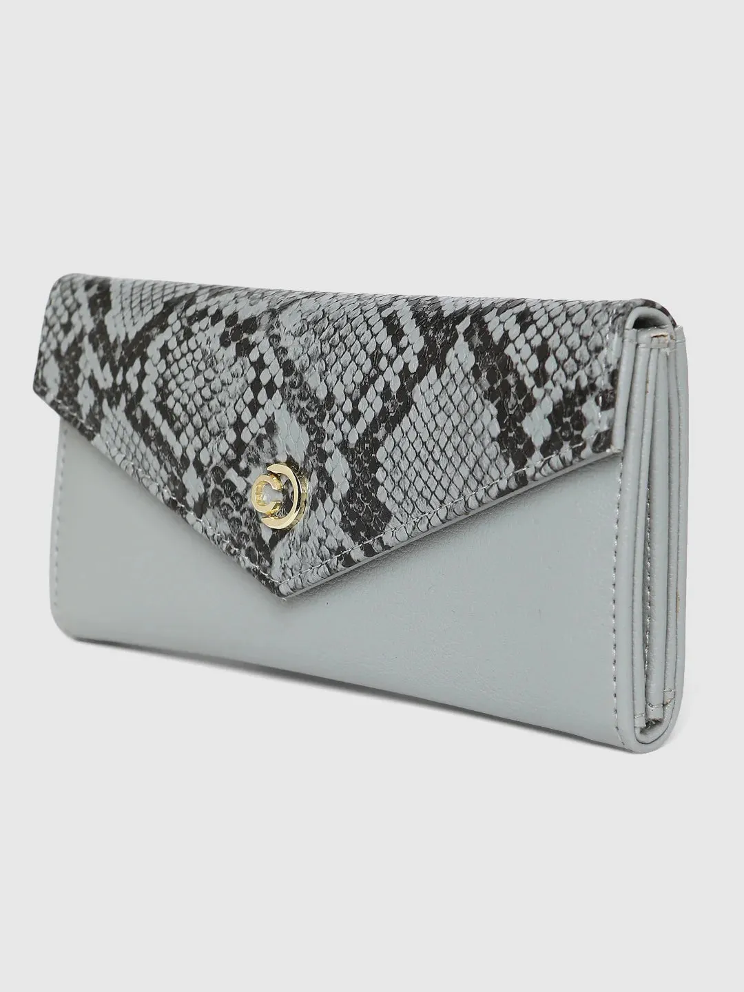 Caprese Bluma Large Grey Flapover Wallet