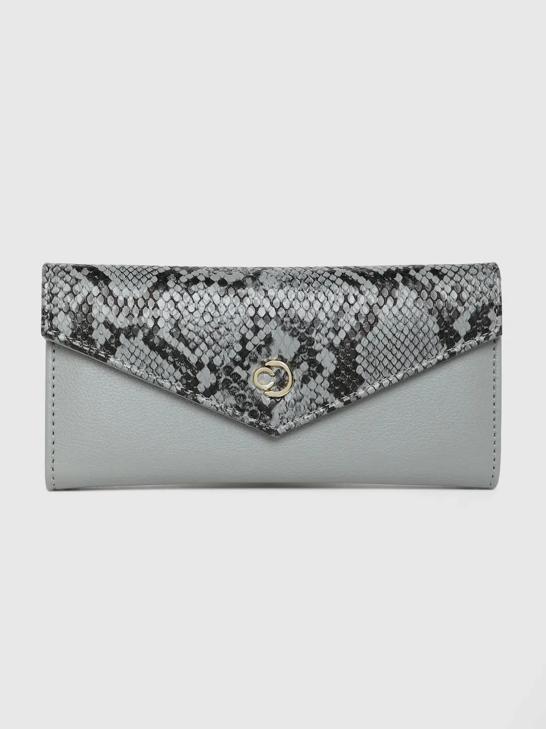 Caprese Bluma Large Grey Flapover Wallet