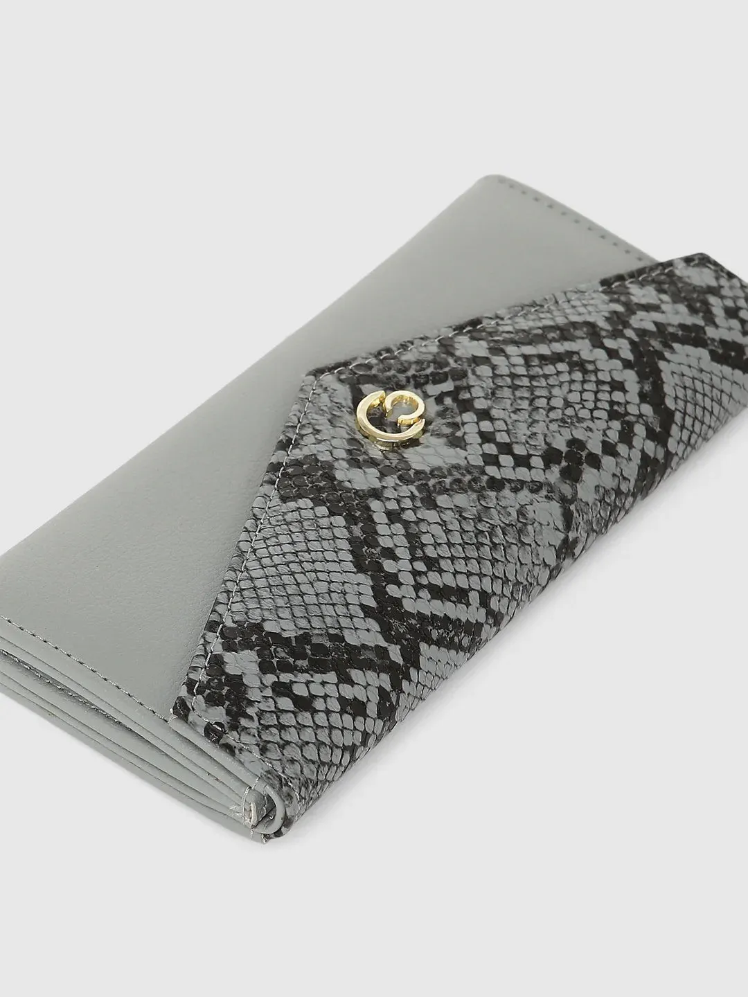 Caprese Bluma Large Grey Flapover Wallet