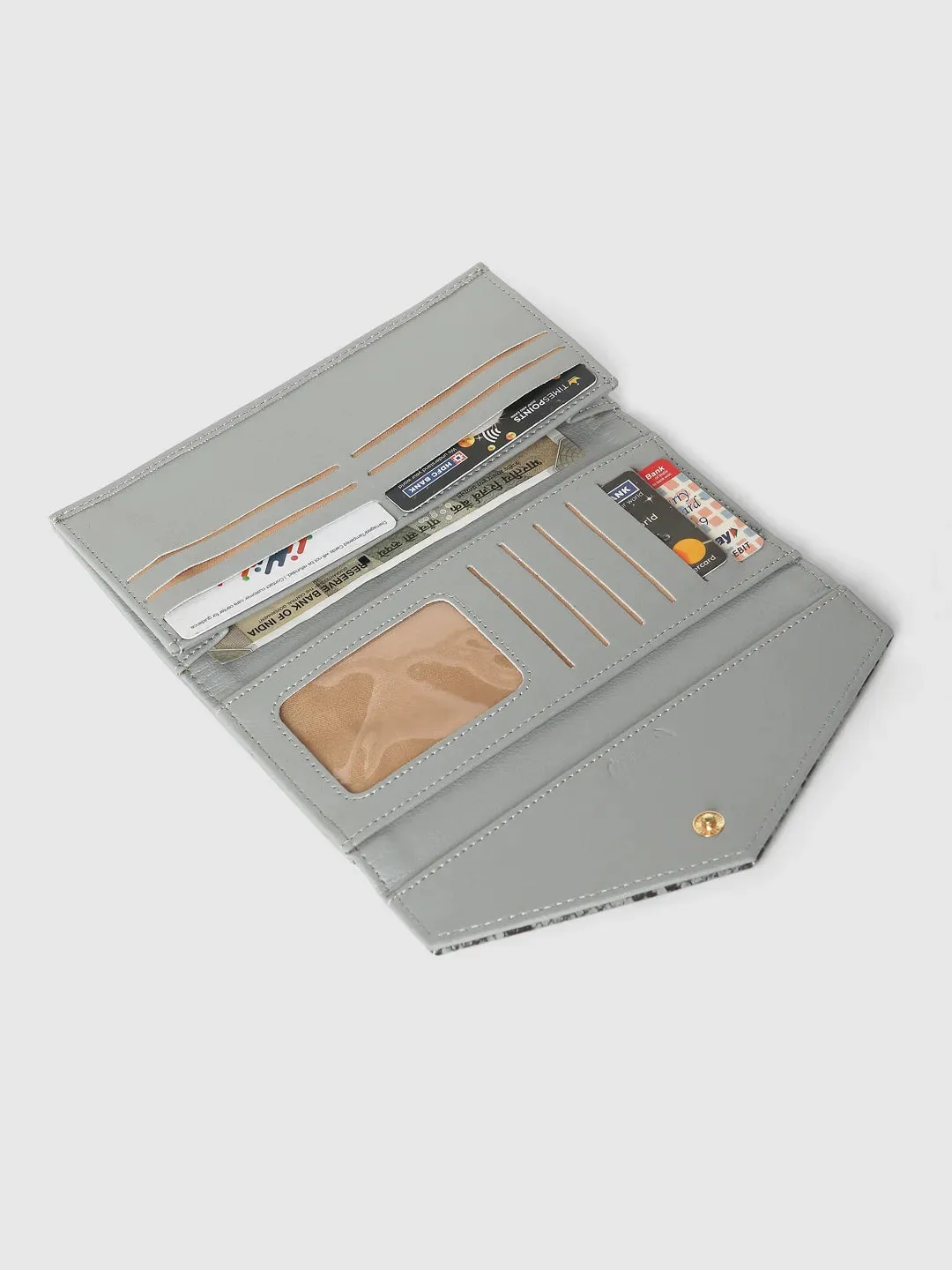 Caprese Bluma Large Grey Flapover Wallet