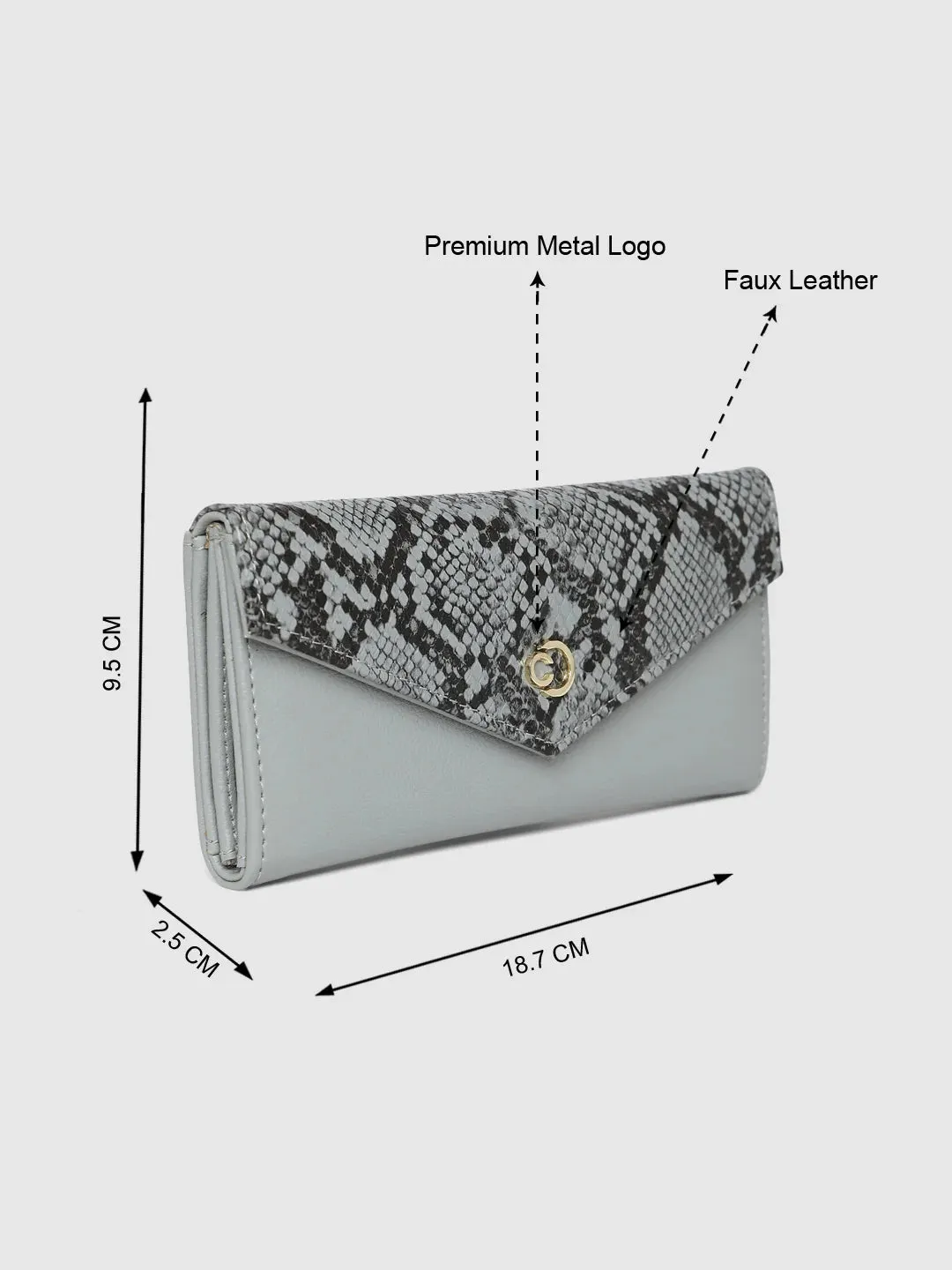 Caprese Bluma Large Grey Flapover Wallet