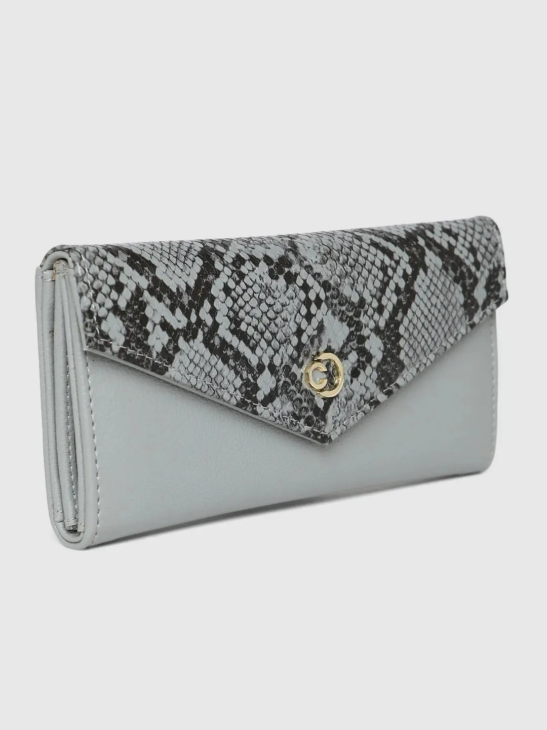 Caprese Bluma Large Grey Flapover Wallet