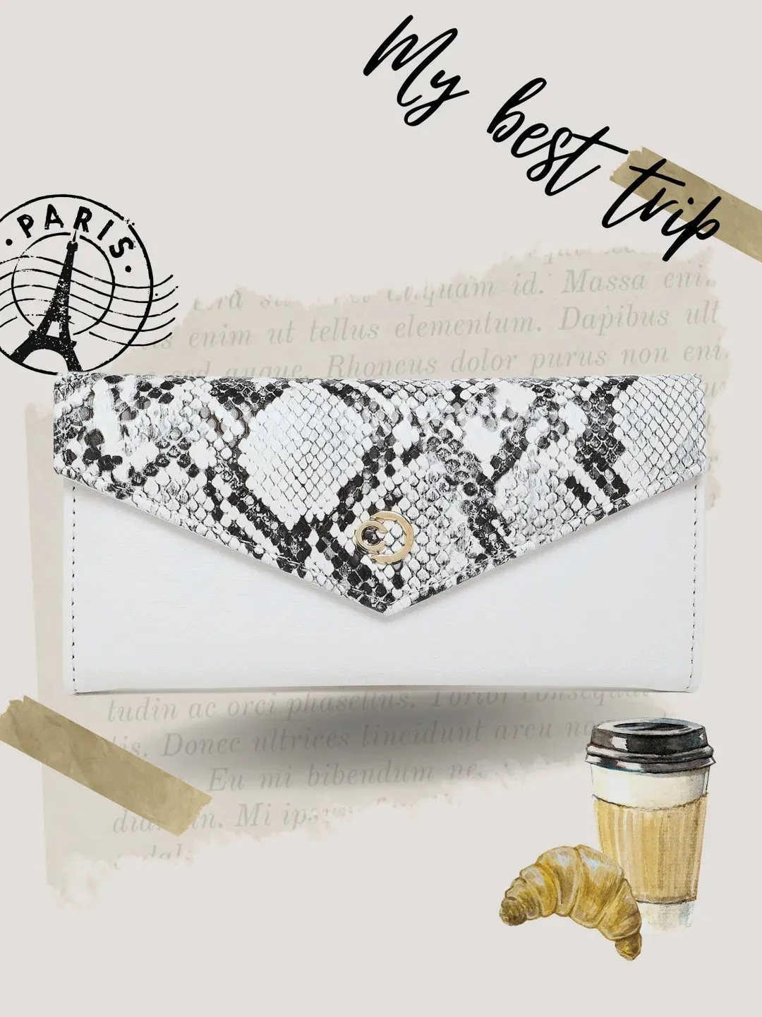Caprese Bluma Large White Flapover Wallet
