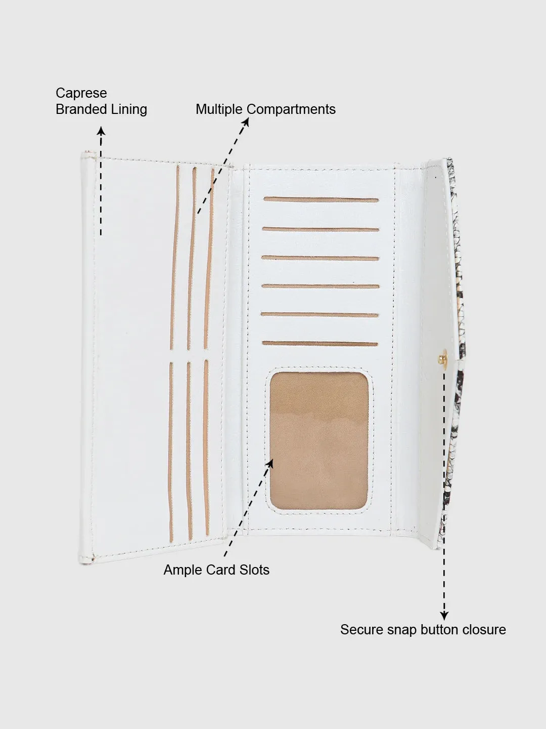 Caprese Bluma Large White Flapover Wallet