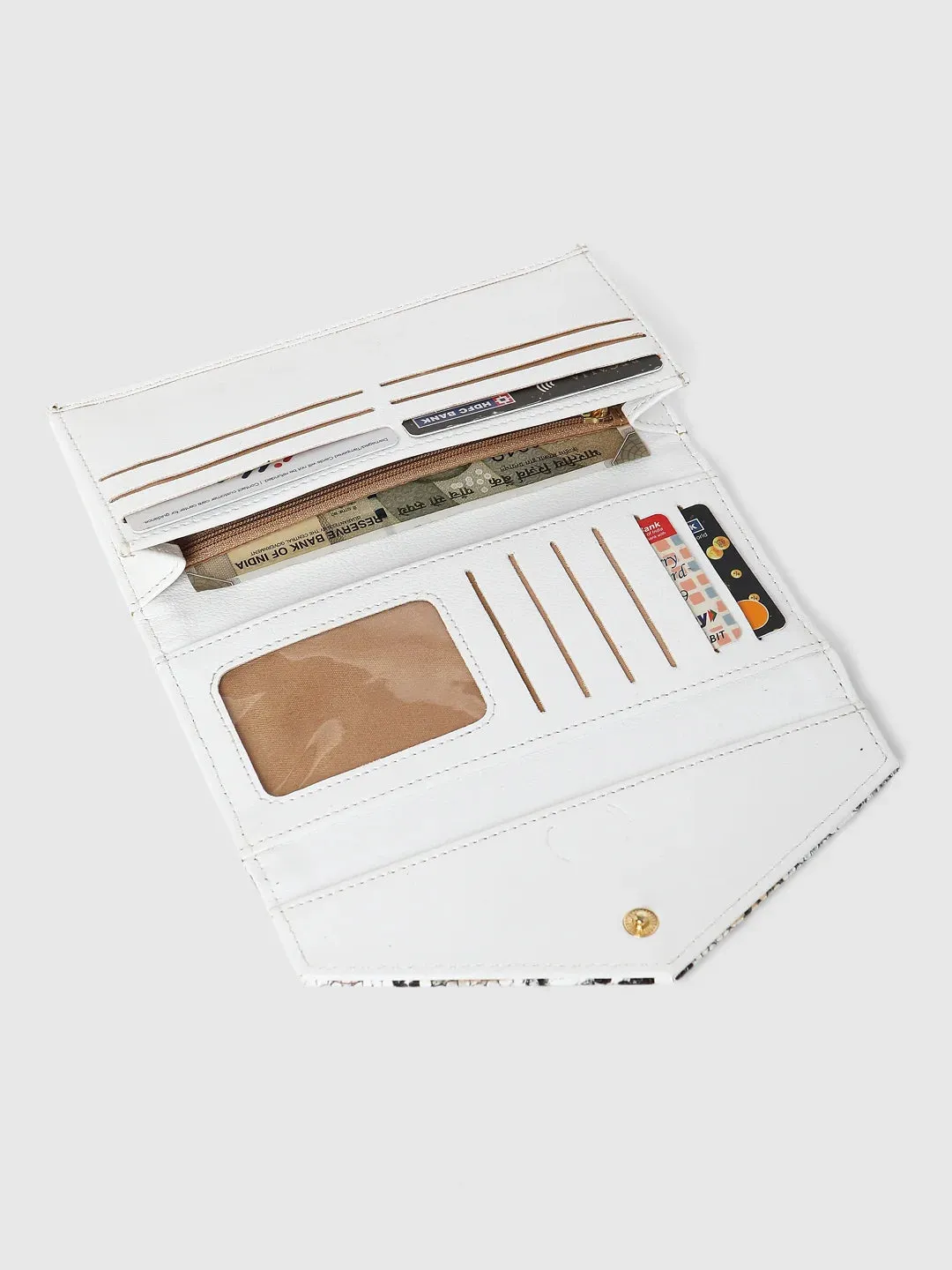 Caprese Bluma Large White Flapover Wallet