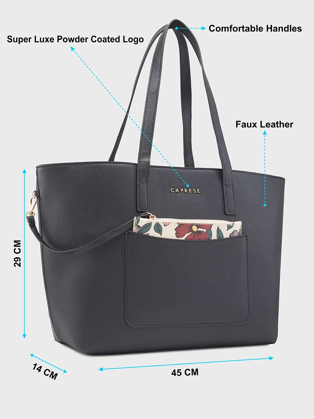 Caprese Daphny Large Black Tote Bag